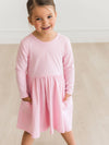 Long Sleeve Twirl Dress - Pink