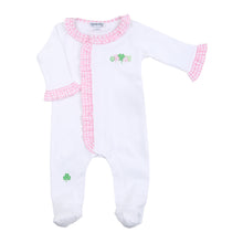  Shamrock Cutie Pink Embroidered Ruffle Front Footie