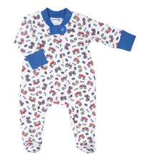  Smash and Crash Blue Printed Zipper Footie