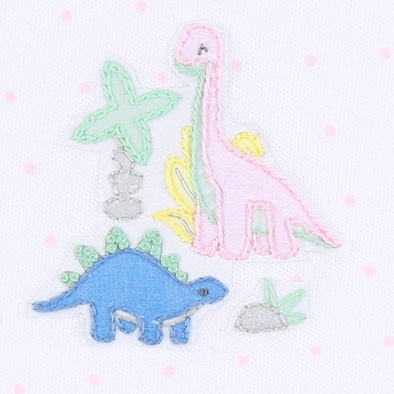 Dinoland Pink Embroidered Playsuit