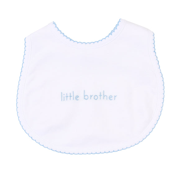 Brother and Sister Blue Embroidered Bib
