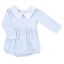  Fiona and Phillip Blue Smocked Collared Long Sleeve Bubble
