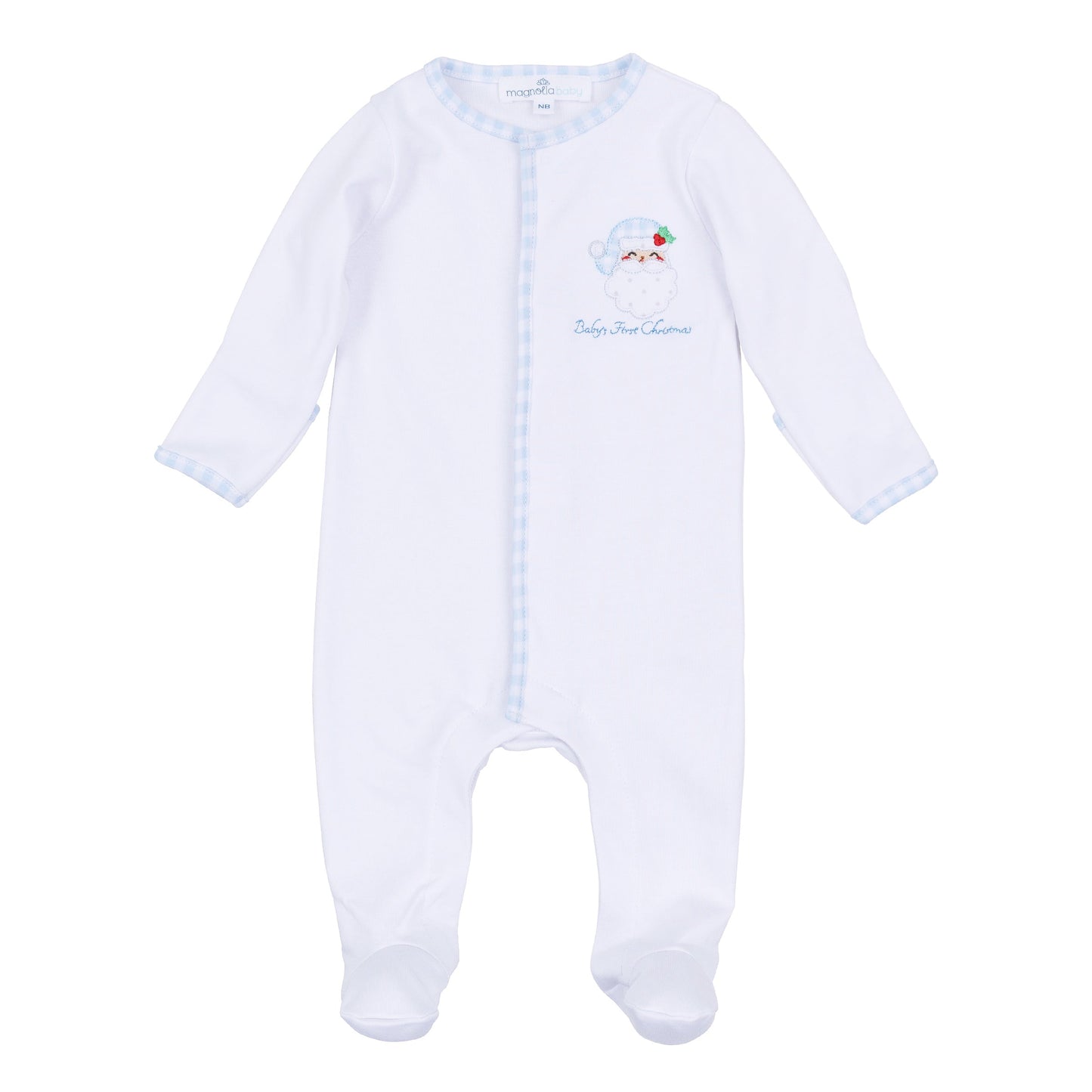 Sweet St Nick Applique Baby's First Christmas Footie - Light Blue - Magnolia Baby Boy