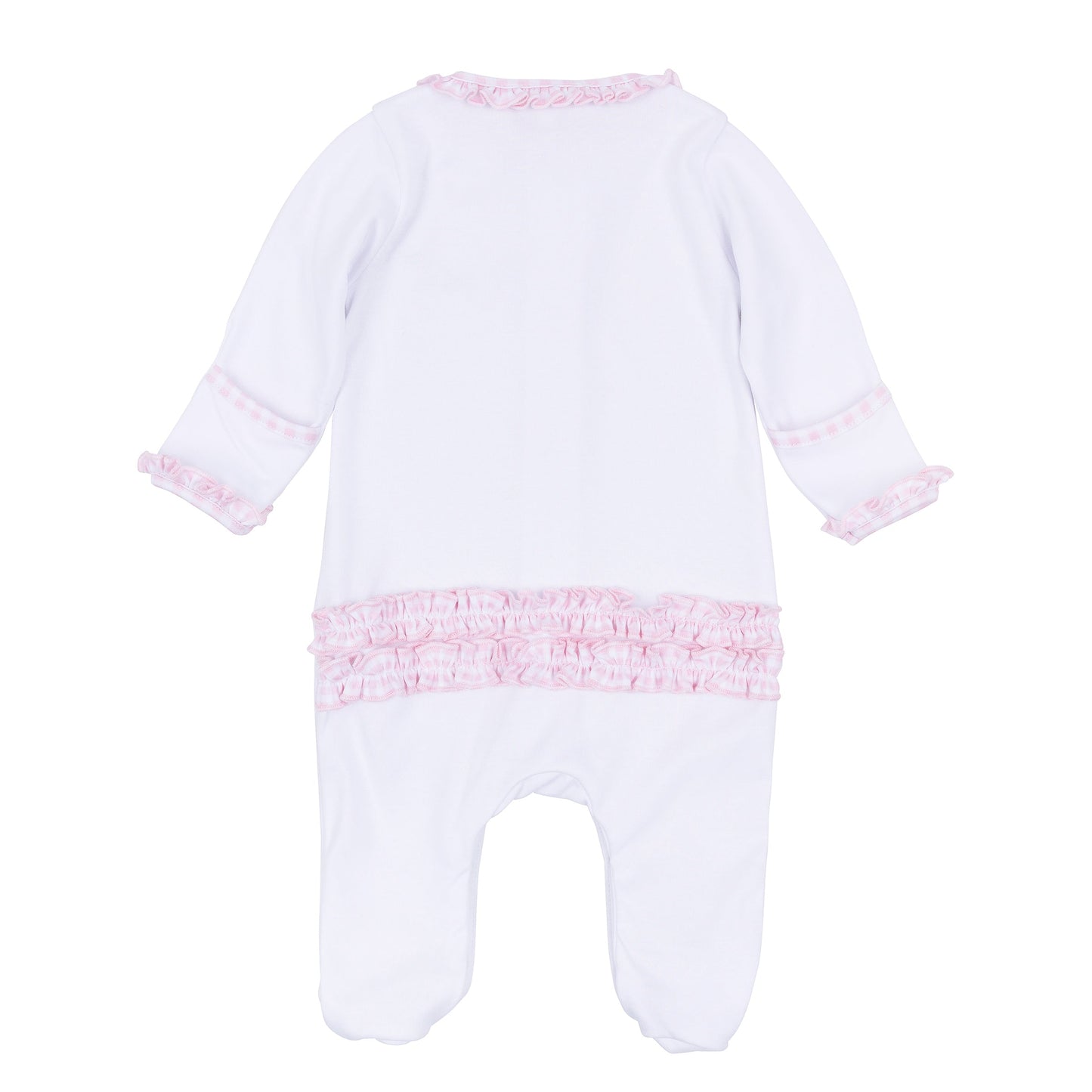Sweet St Nick Applique Ruffle Footie - Pink - Magnolia Baby Girl