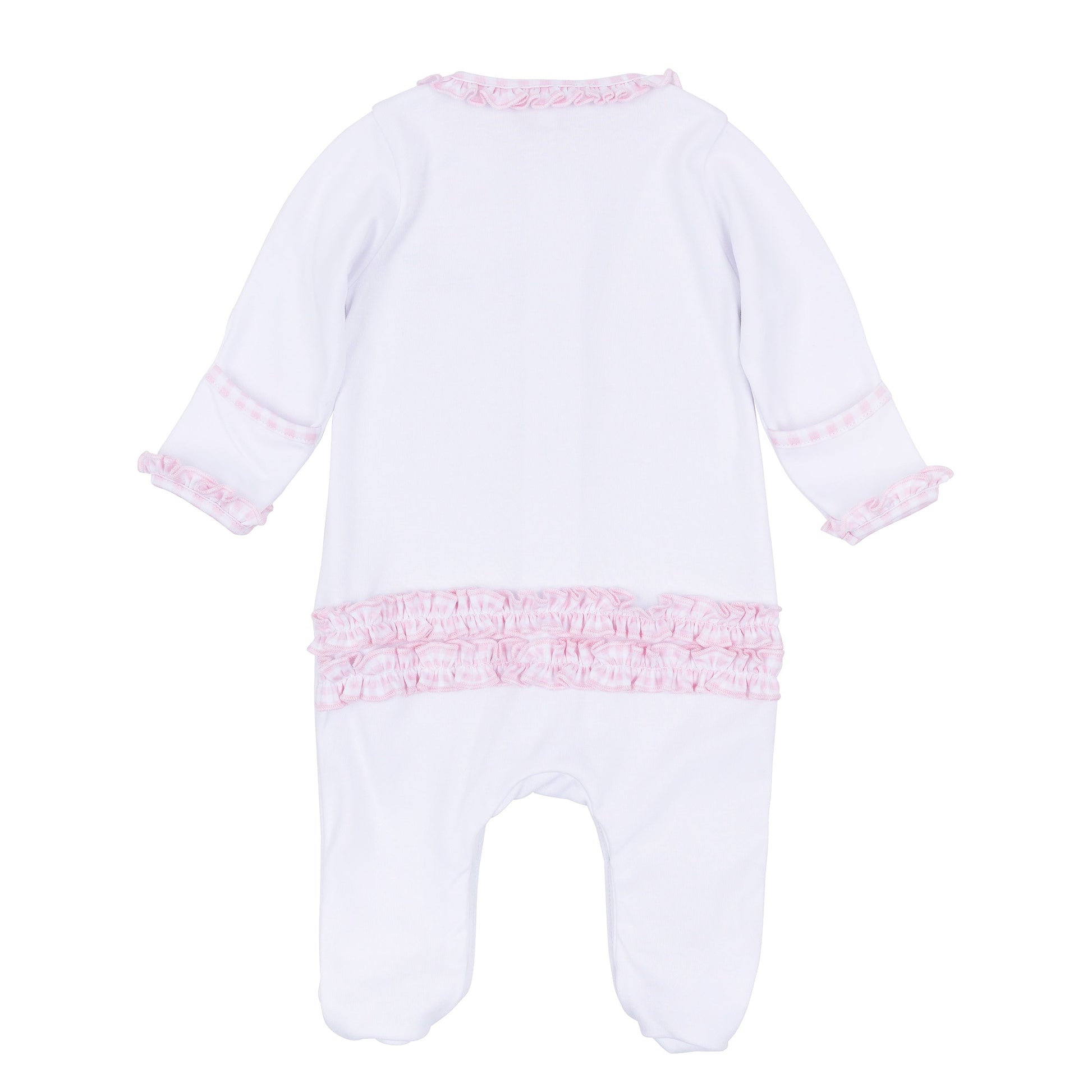 Sweet St Nick Applique Ruffle Footie - Pink - Magnolia Baby Girl