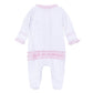 Sweet St Nick Applique Baby's First Christmas Ruffle Footie - Pink - Magnolia Baby Girl