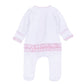 Sweet St Nick Applique Ruffle Zip Footie - Pink