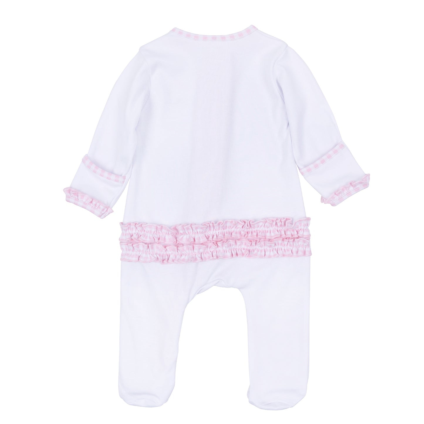 Sweet St Nick Applique Ruffle Zip Footie - Pink