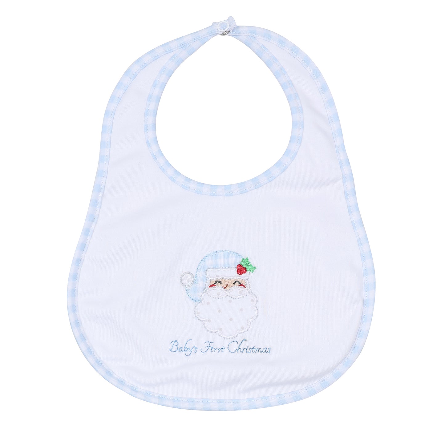 Sweet St Nick Applique Baby's First Christmas Bib - Light Blue
