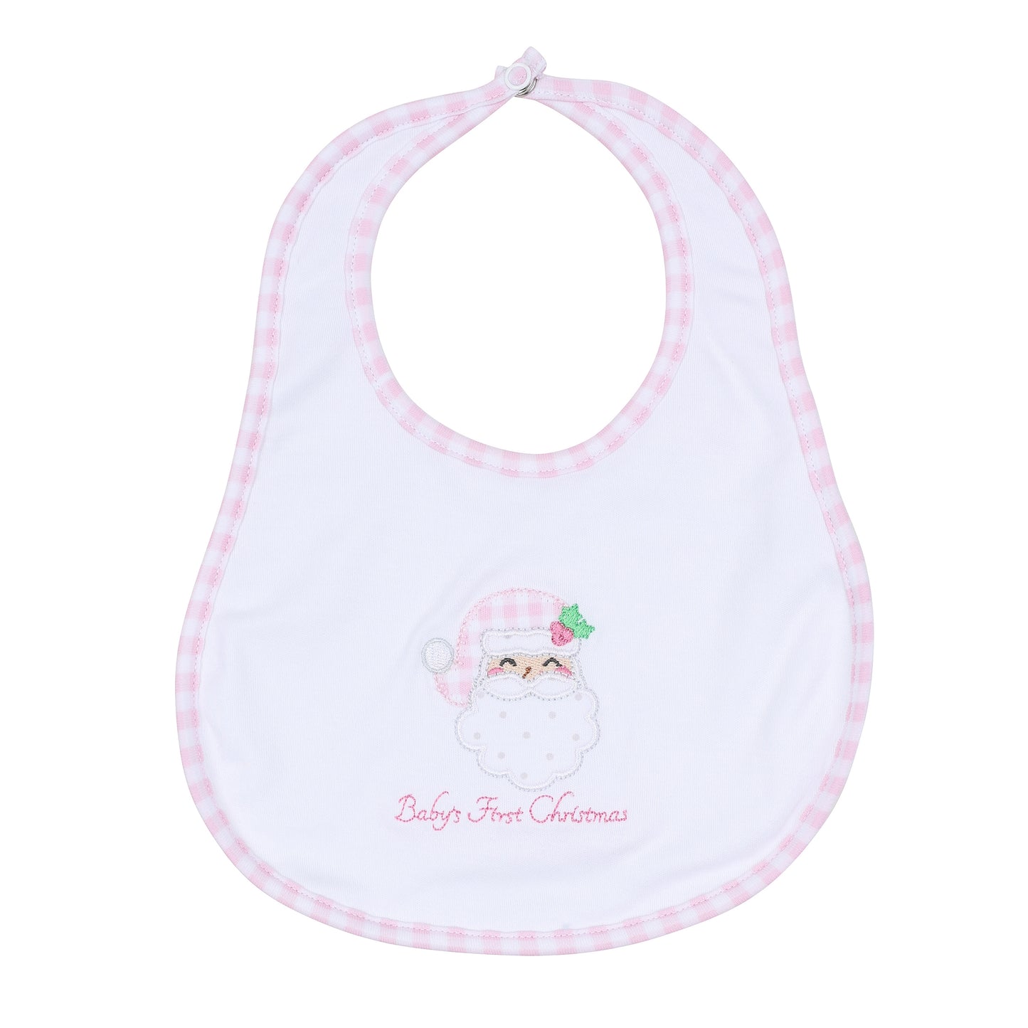 Sweet St Nick Applique Baby's First Christmas Bib - Pink