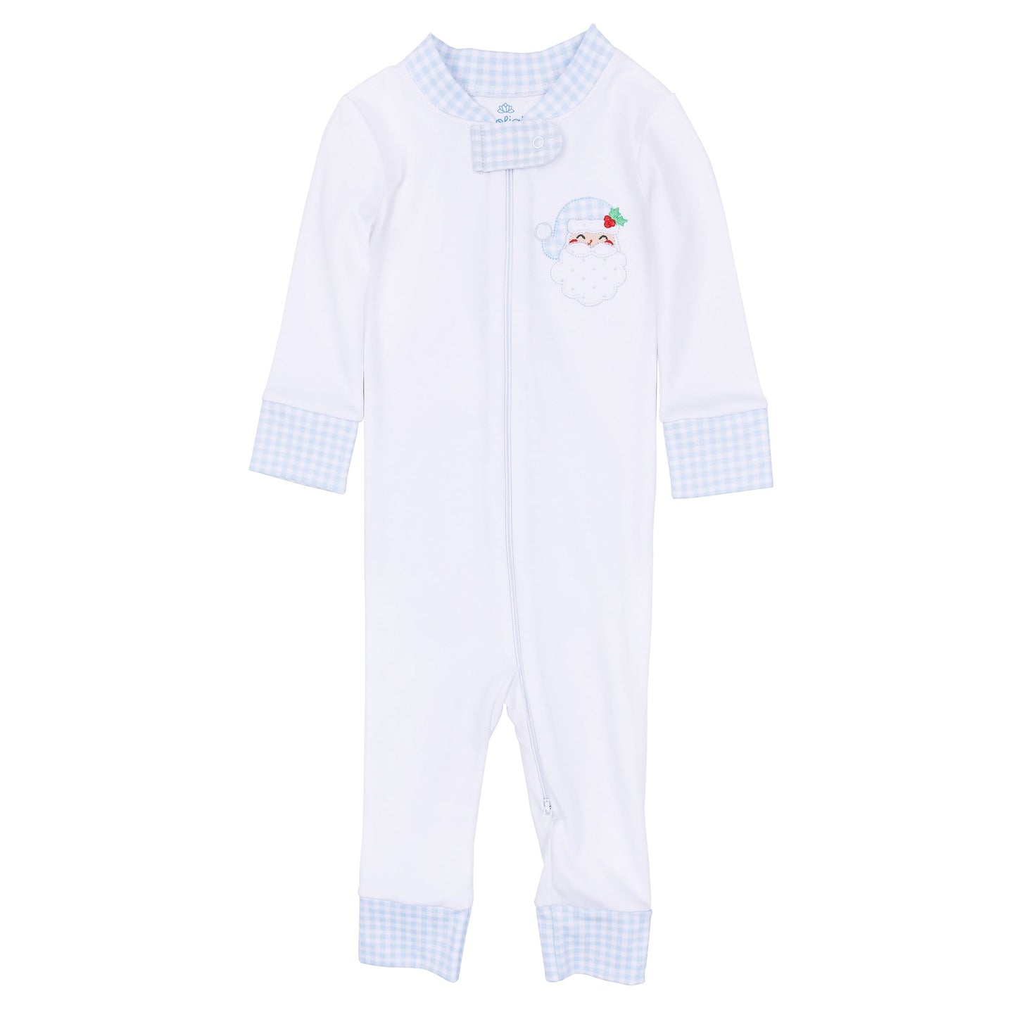 Sweet St Nick Applique Zip Pajamas - Light Blue - Magnolia Baby Boy