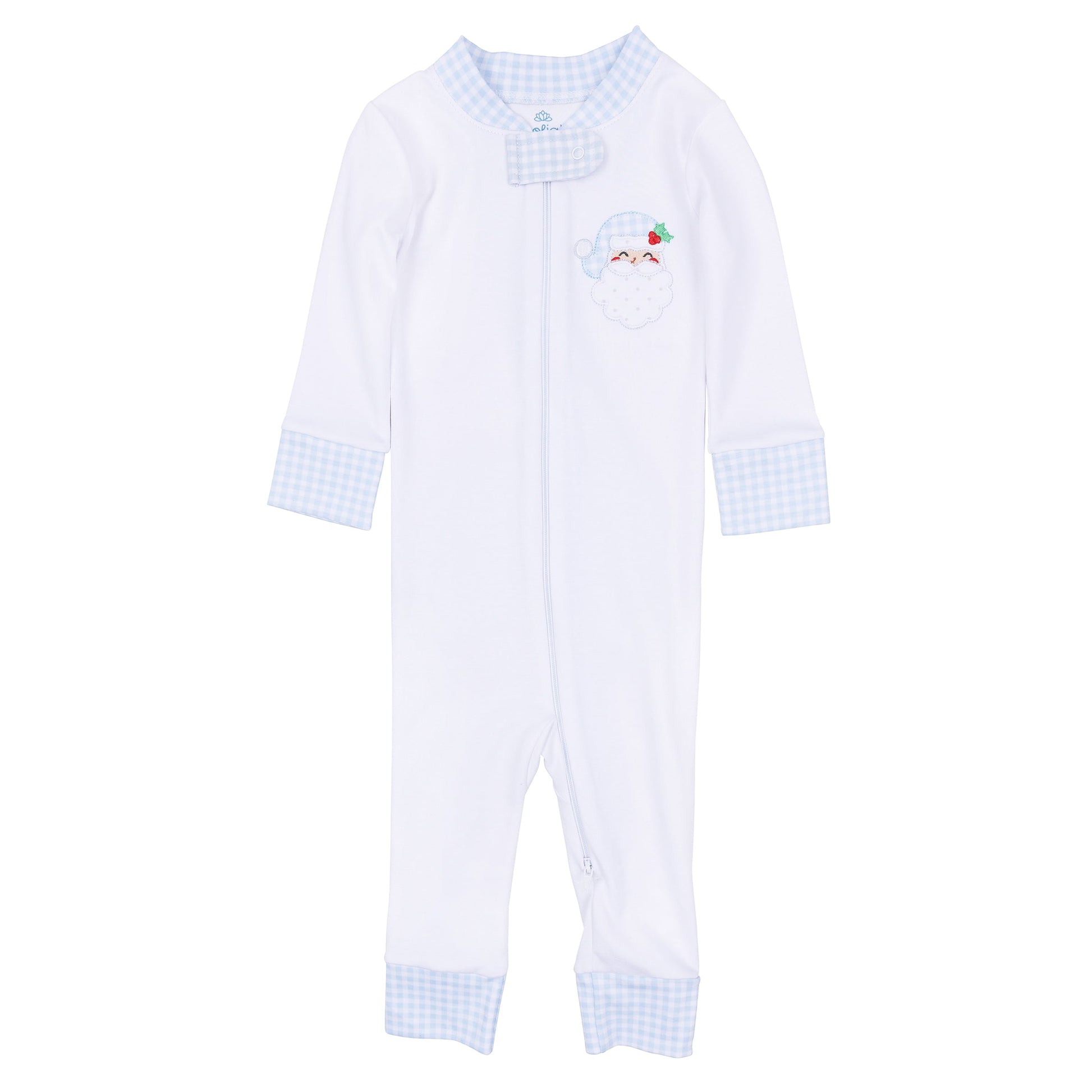 Sweet St Nick Applique Zip Pajamas - Light Blue - Magnolia Baby Boy