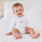 Sweet St Nick Applique Collared Bubble - Light Blue