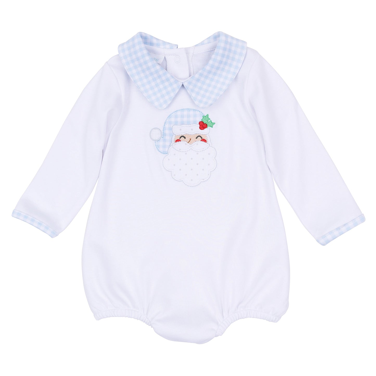 Sweet St Nick Applique Collared Bubble - Light Blue - Magnolia Baby Boy