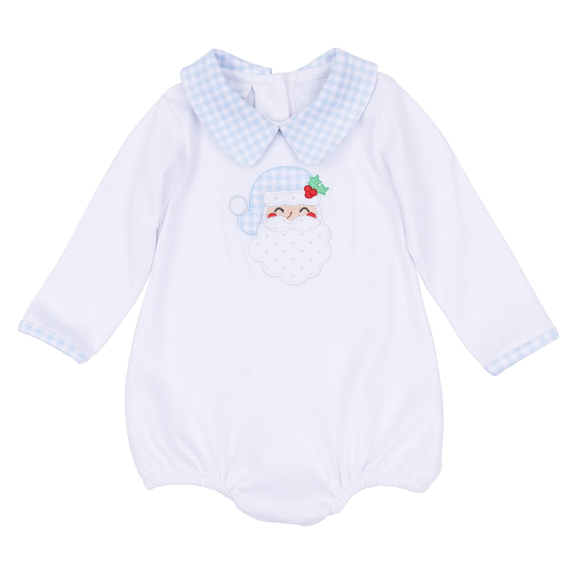 Sweet St Nick Applique Collared Bubble - Light Blue - Magnolia Baby Boy