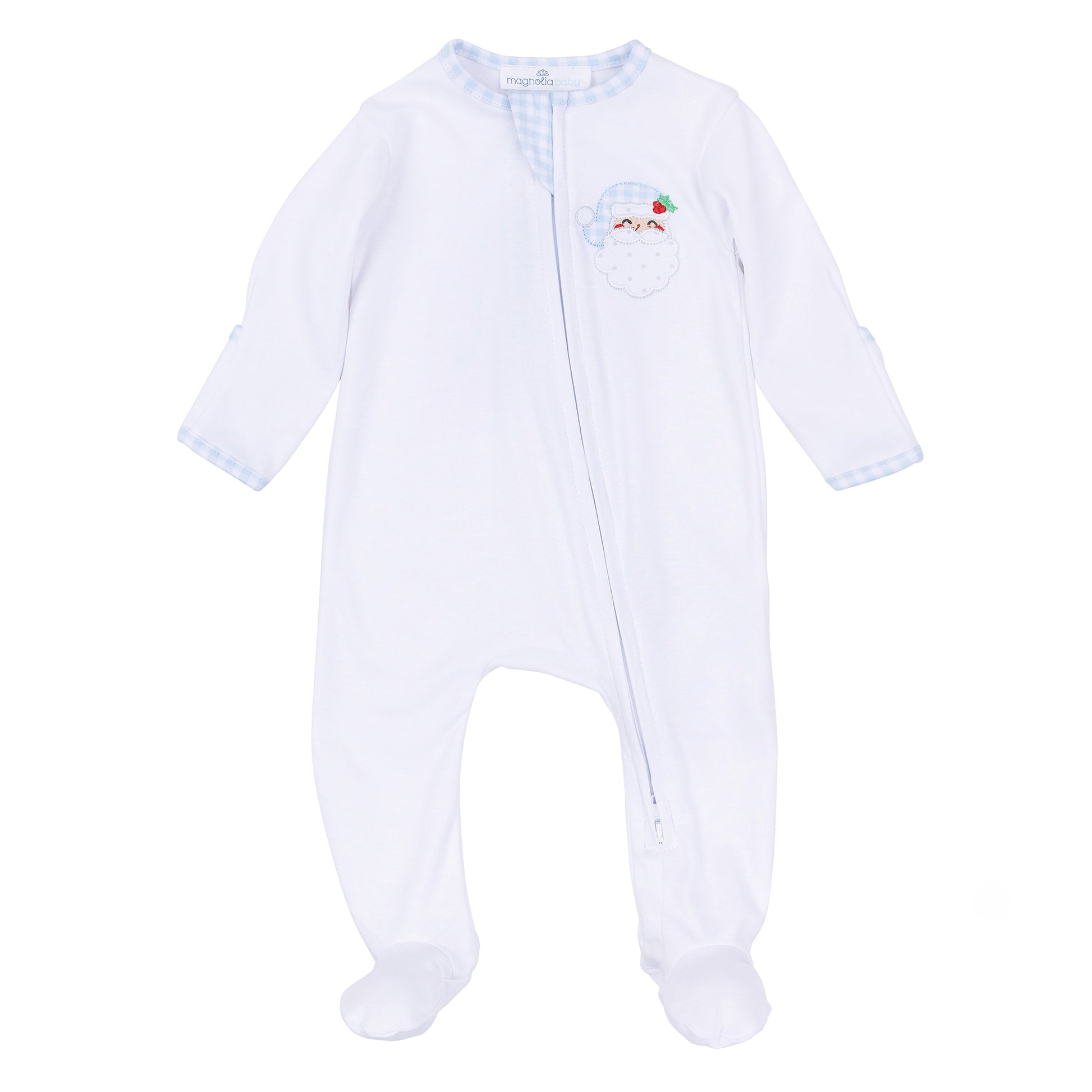 Sweet St Nick Applique Zip Footie - Light Blue - Magnolia Baby Boy