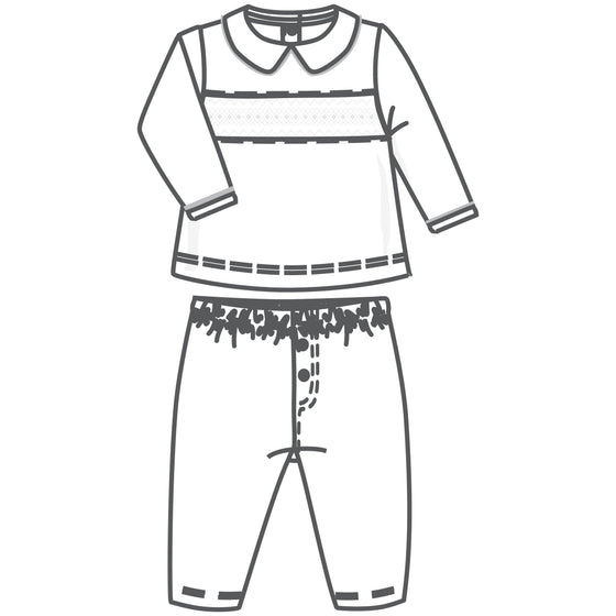 Hazel and Hudson Smocked 2pc Pant Set - White