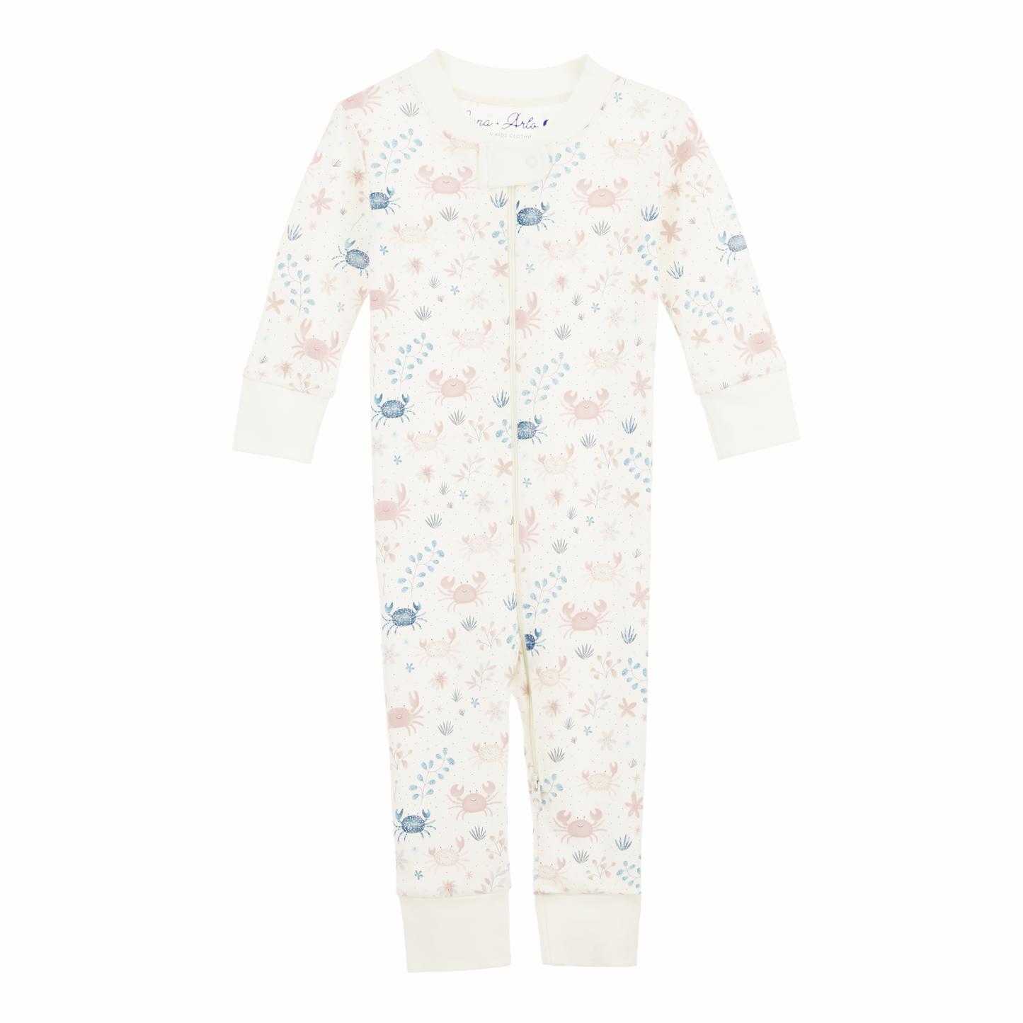 Crabby Cove Zip Pajamas - Dusty Rose