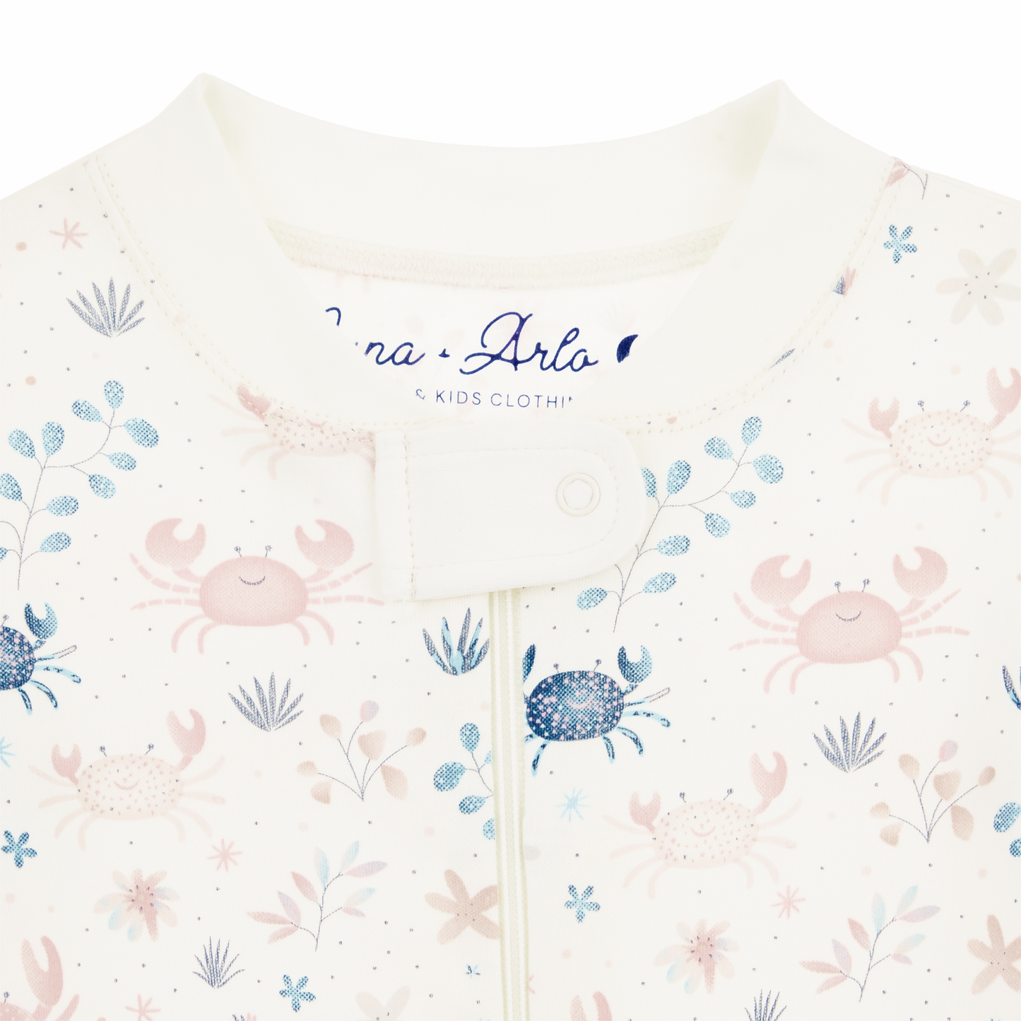 Crabby Cove Zip Pajamas - Dusty Rose