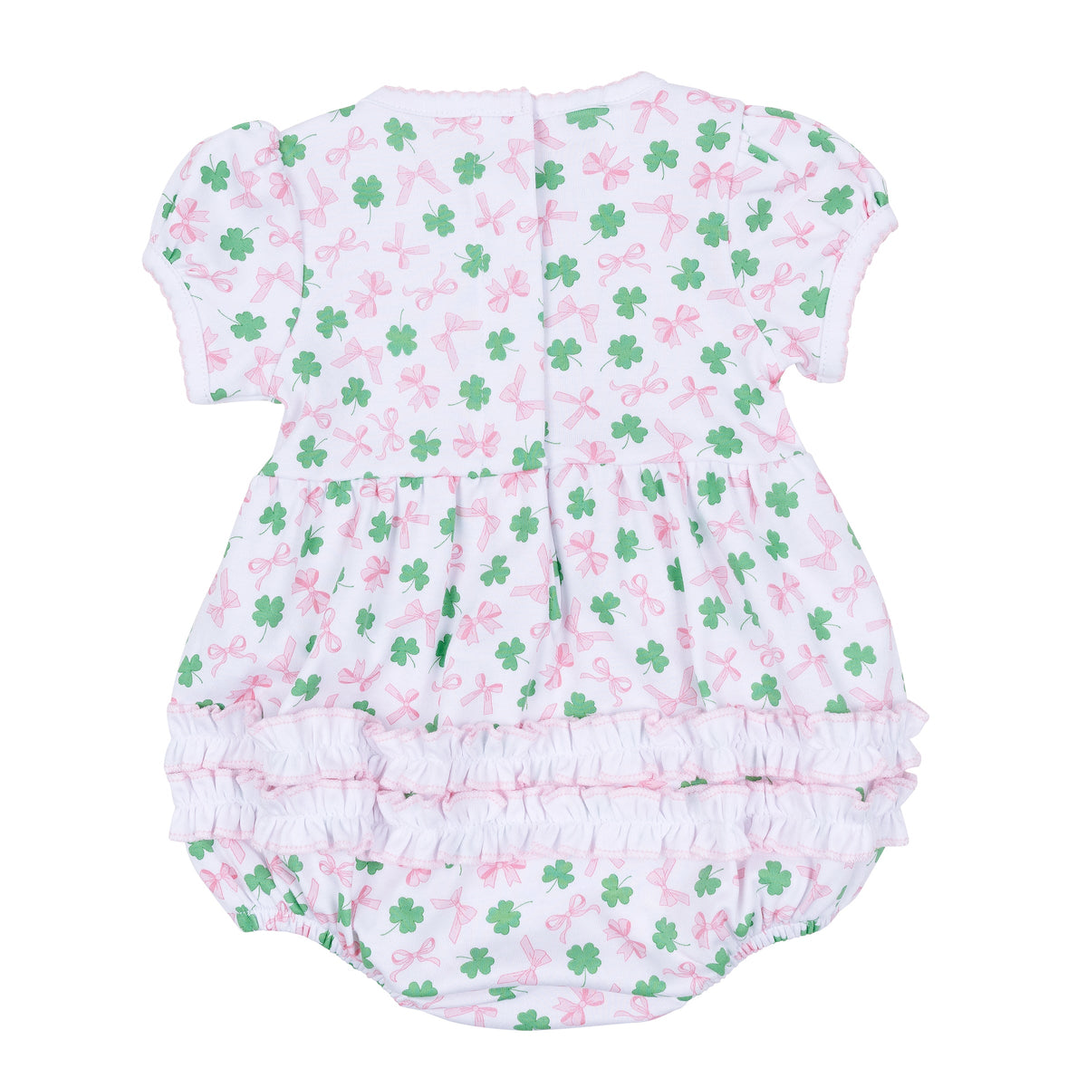 Sweet Clover Print Ruffle Short Sleeve Bubble - Magnolia Baby Girl