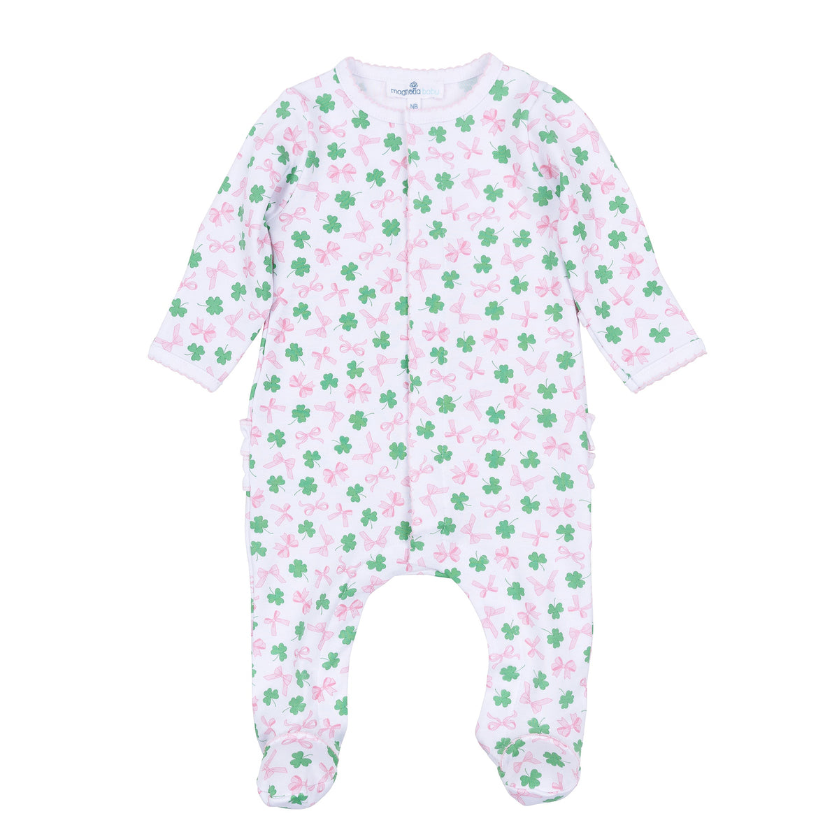 Sweet Clover Print Ruffle Footie - Magnolia Baby Girl