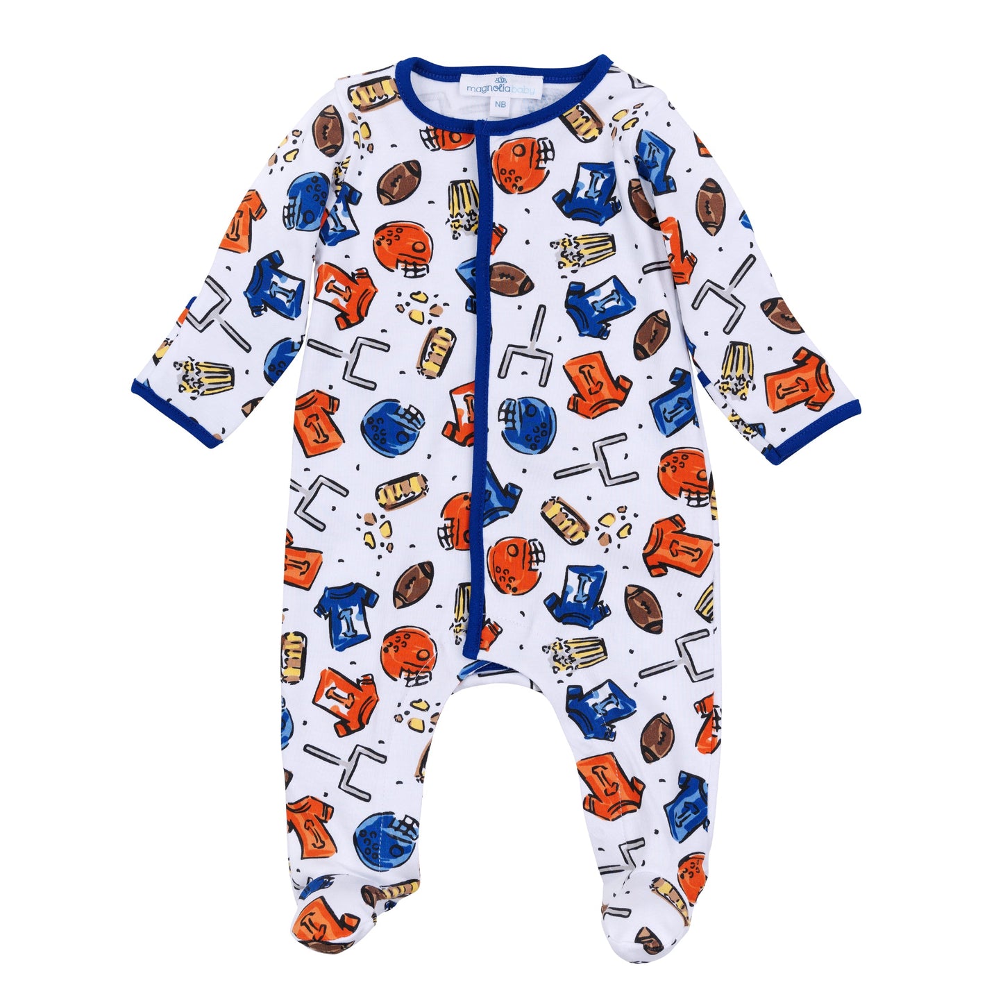 Future Draft Picks Footie - Orange Blue - Magnolia Baby Unisex