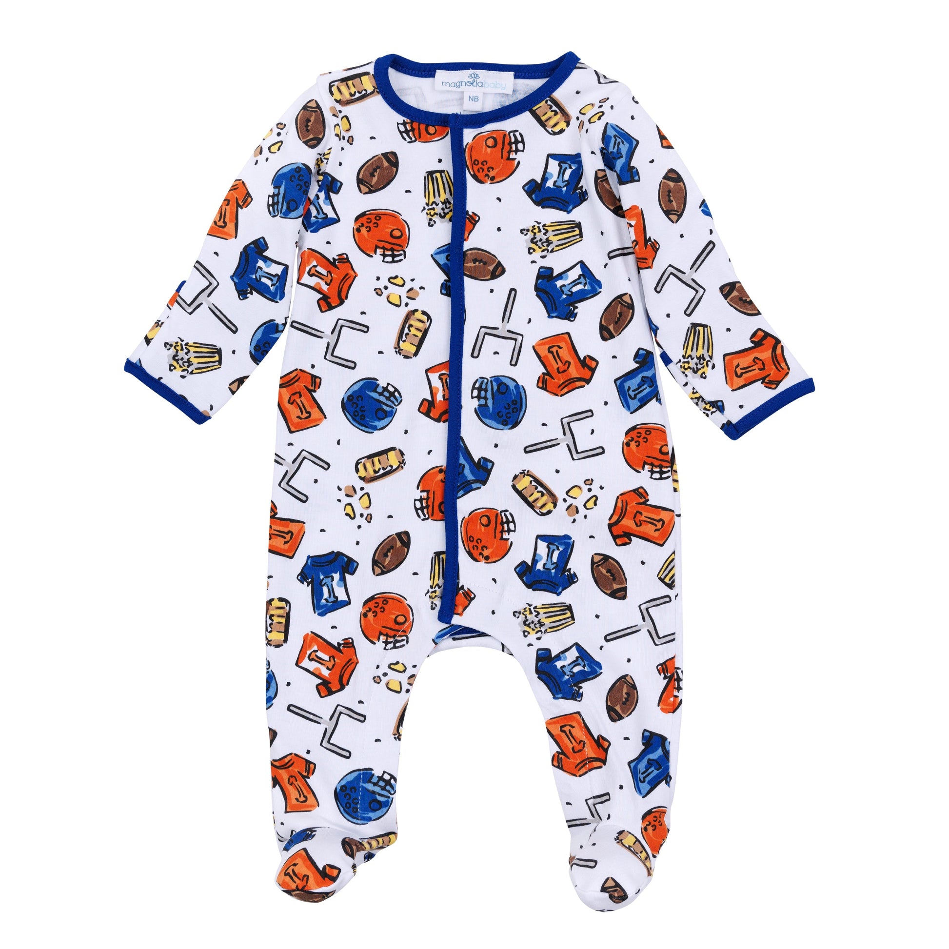 Future Draft Picks Footie - Orange Blue - Magnolia Baby Unisex
