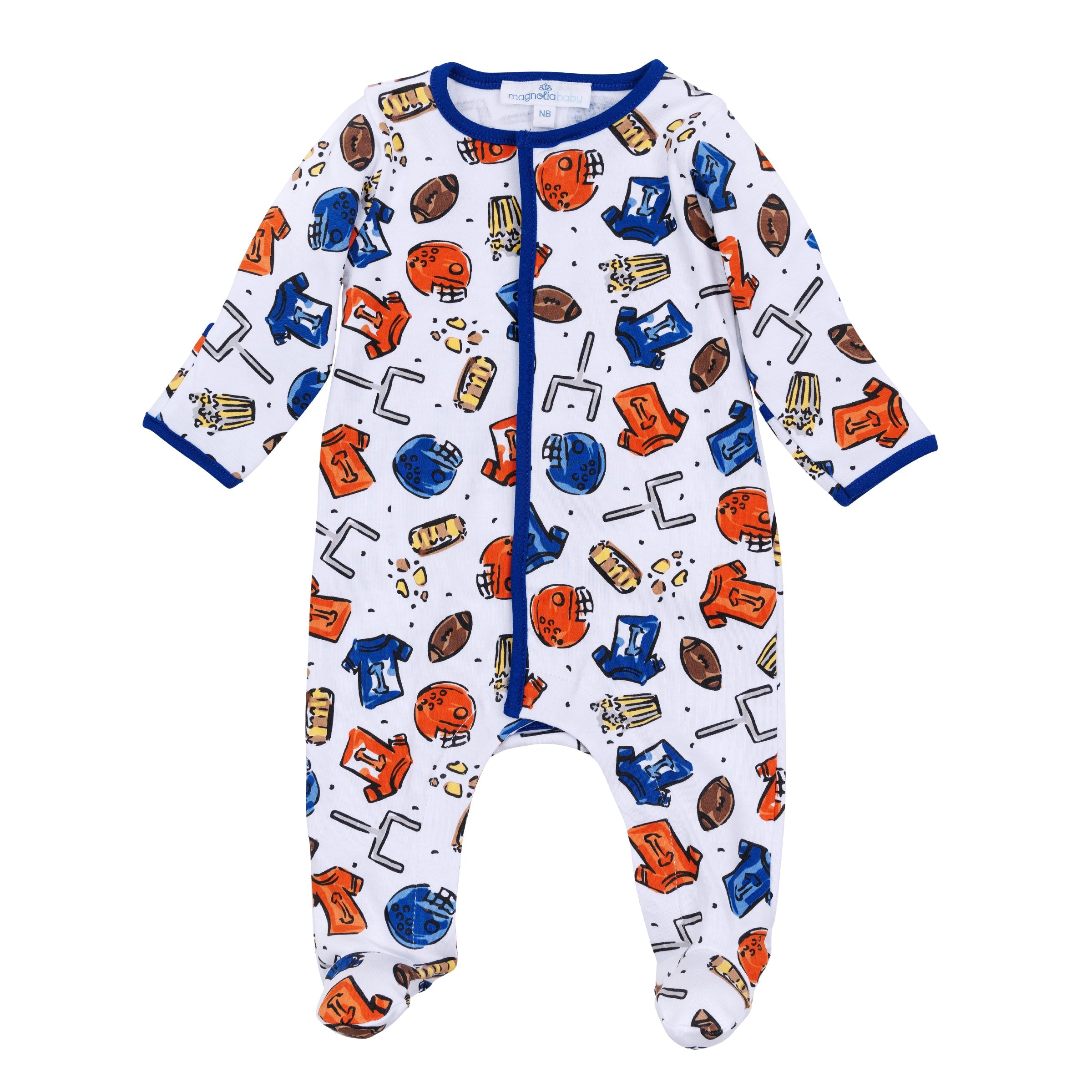Future Draft Picks Footie - Orange Blue - Magnolia Baby Unisex
