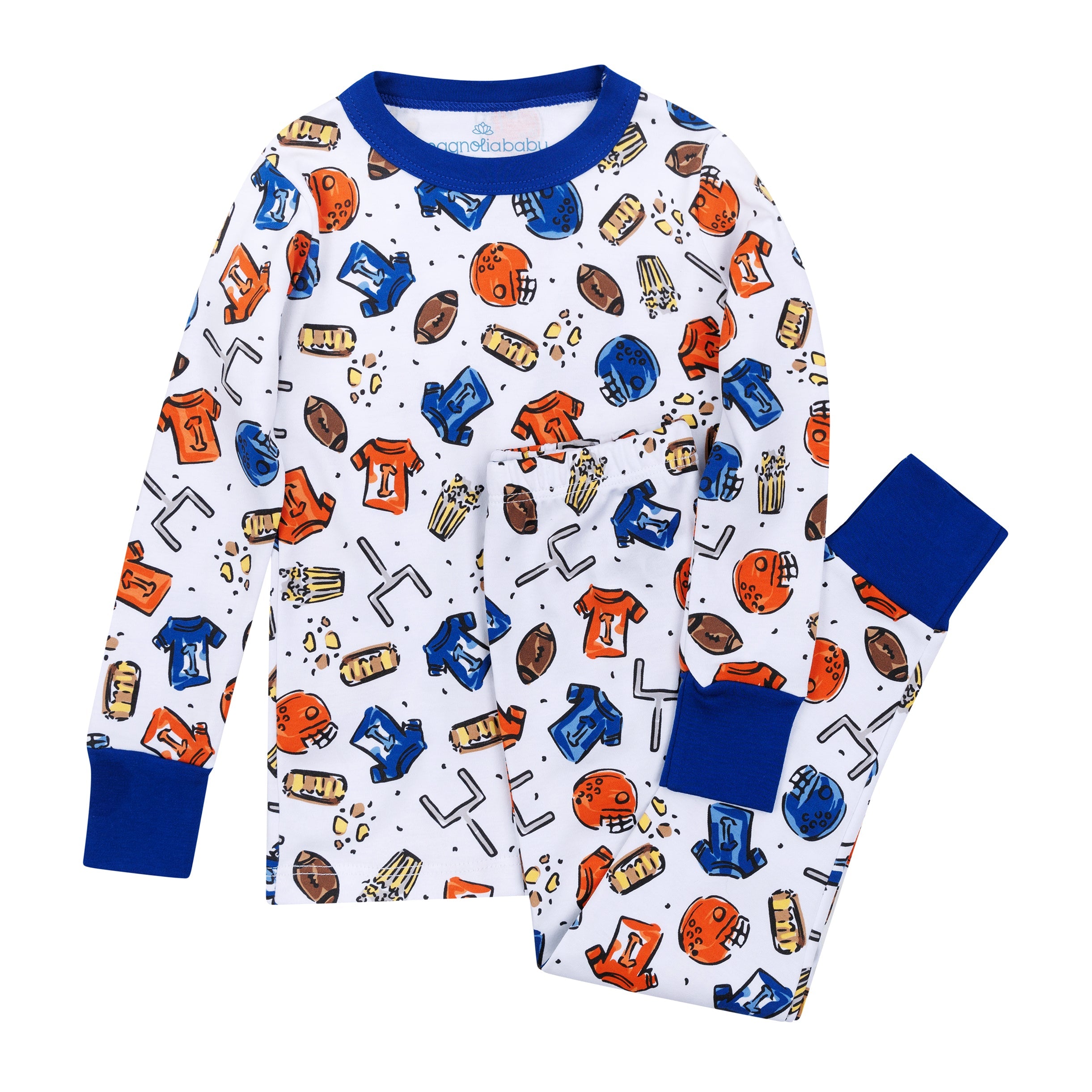 Future Draft Picks Long Pajamas - Orange Blue - Magnolia Baby Unisex