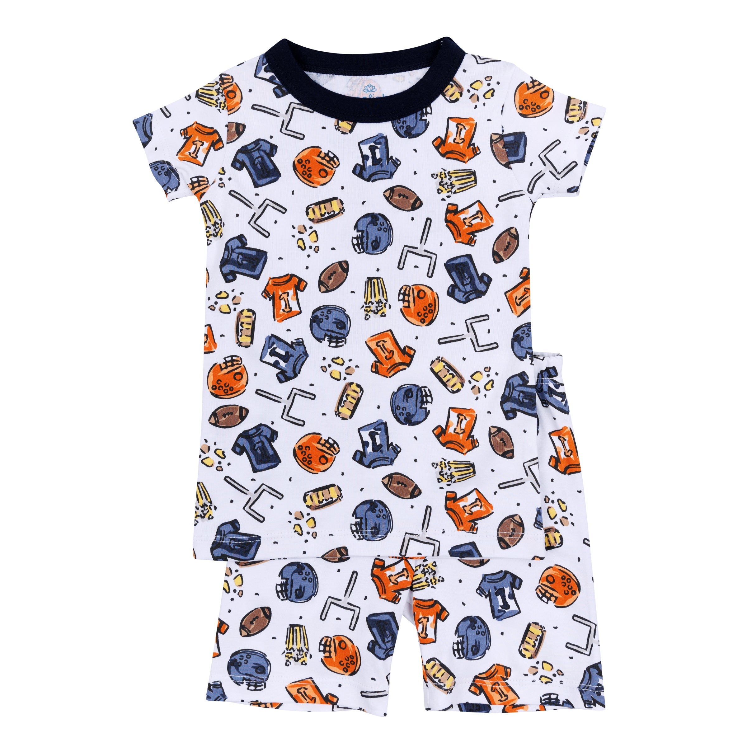 Future Draft Picks Short Pajamas - Navy Orange - Magnolia Baby Unisex