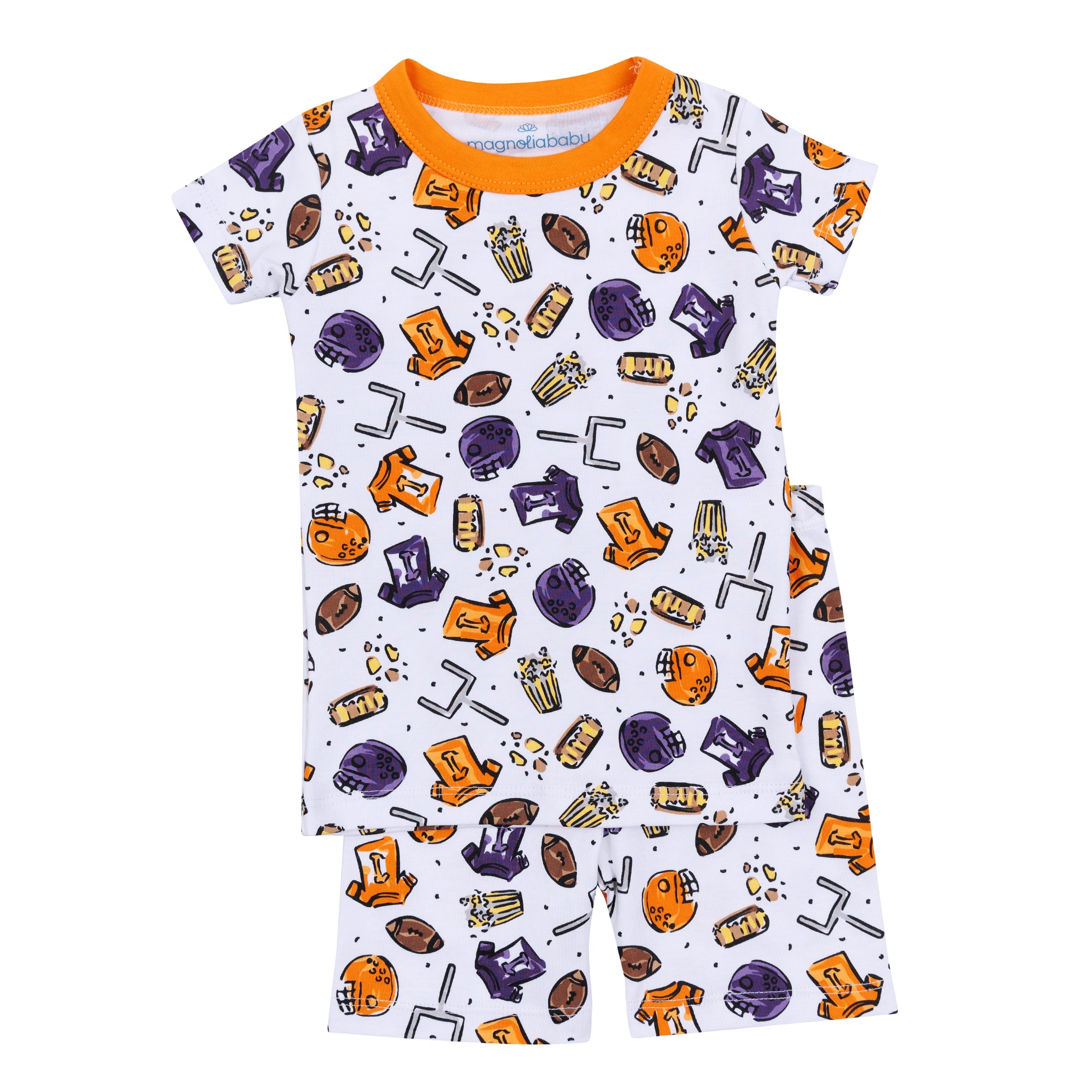 Future Draft Picks Short Pajamas - Orange Purple - Magnolia Baby Unisex