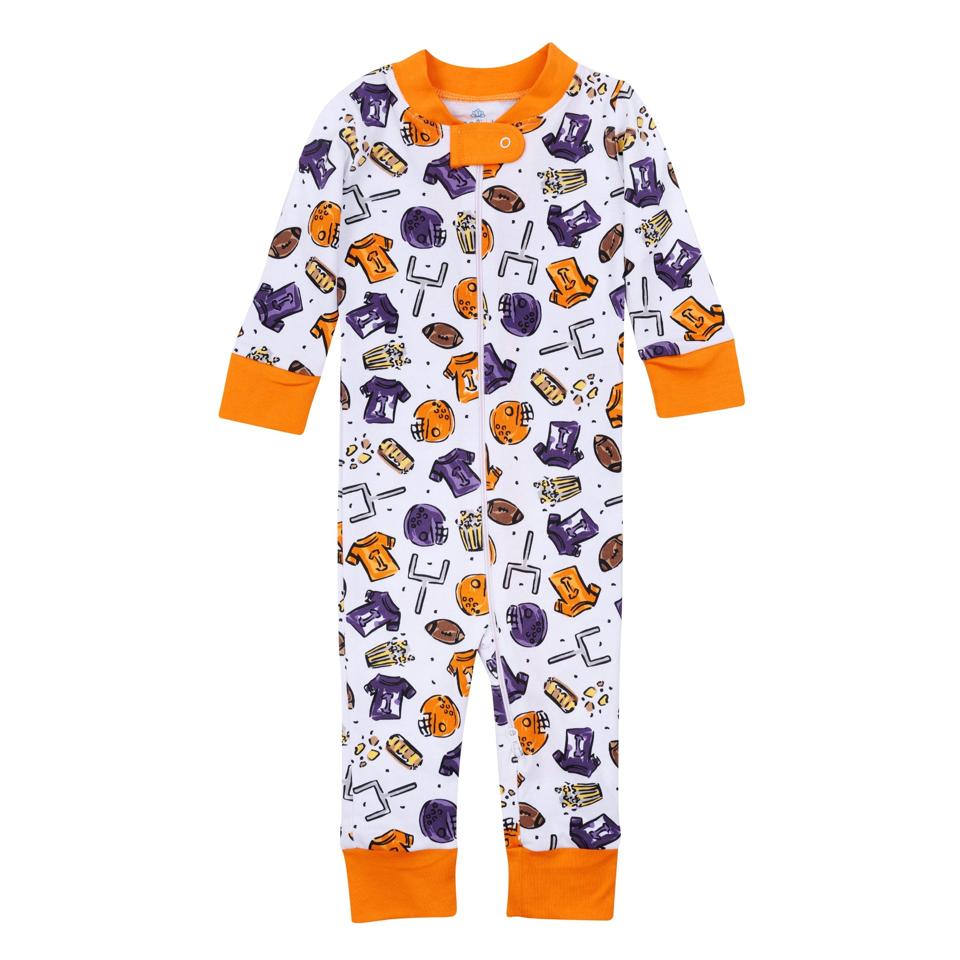 Future Draft Picks Zip Pajamas - Orange Purple - Magnolia Baby Unisex