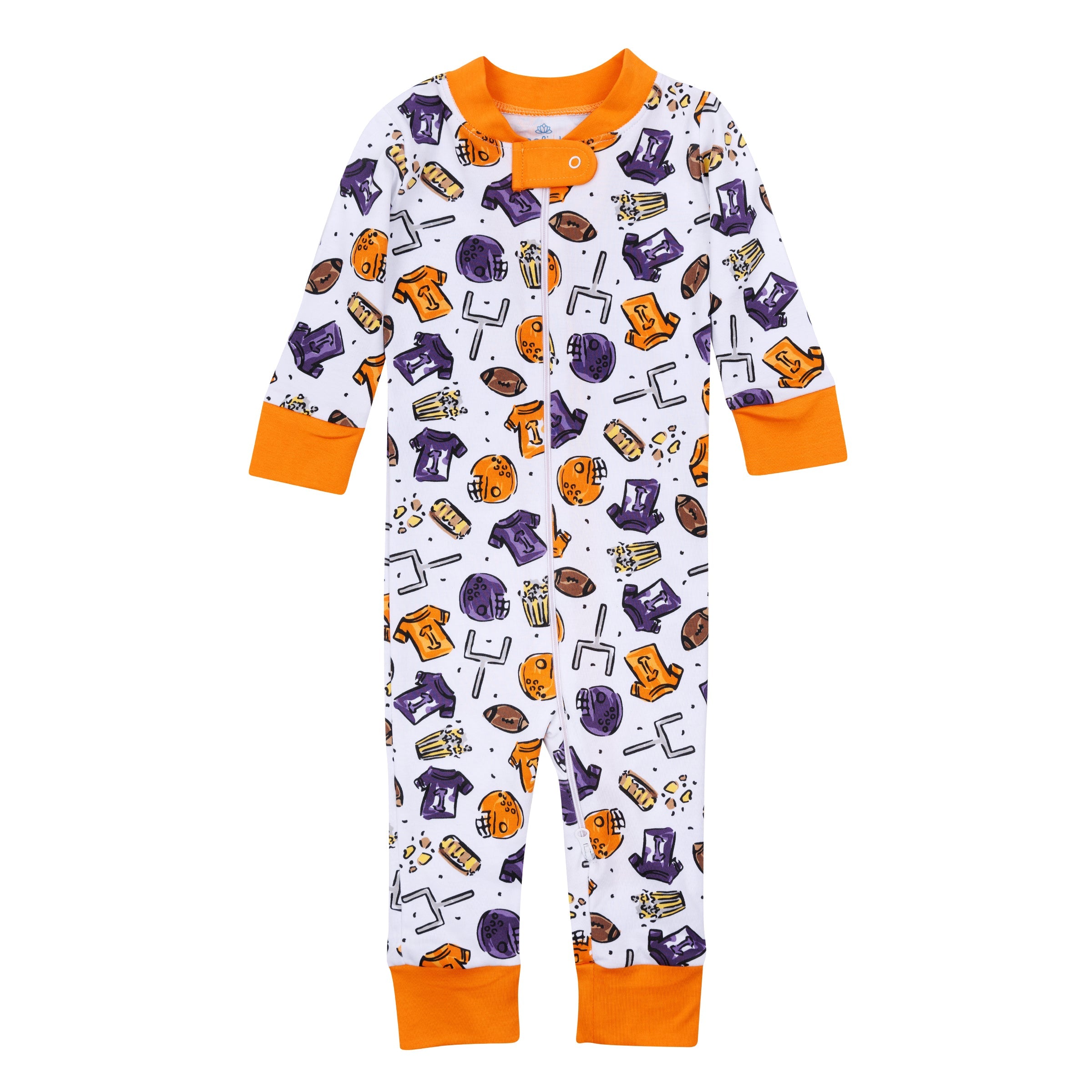 Future Draft Picks Zip Pajamas - Orange Purple - Magnolia Baby Unisex
