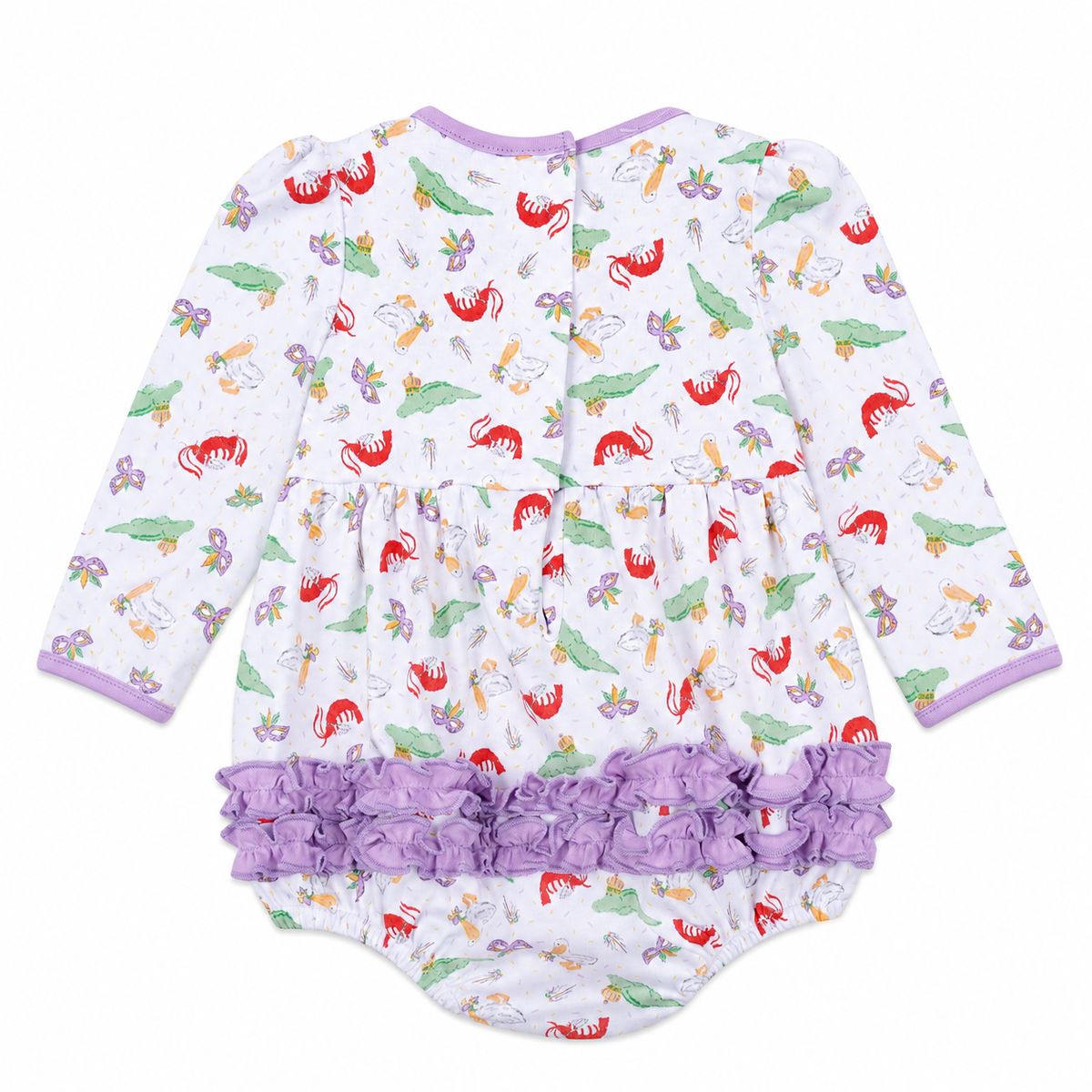 Bayou Pals Print Ruffle Long Sleeve Bubble
