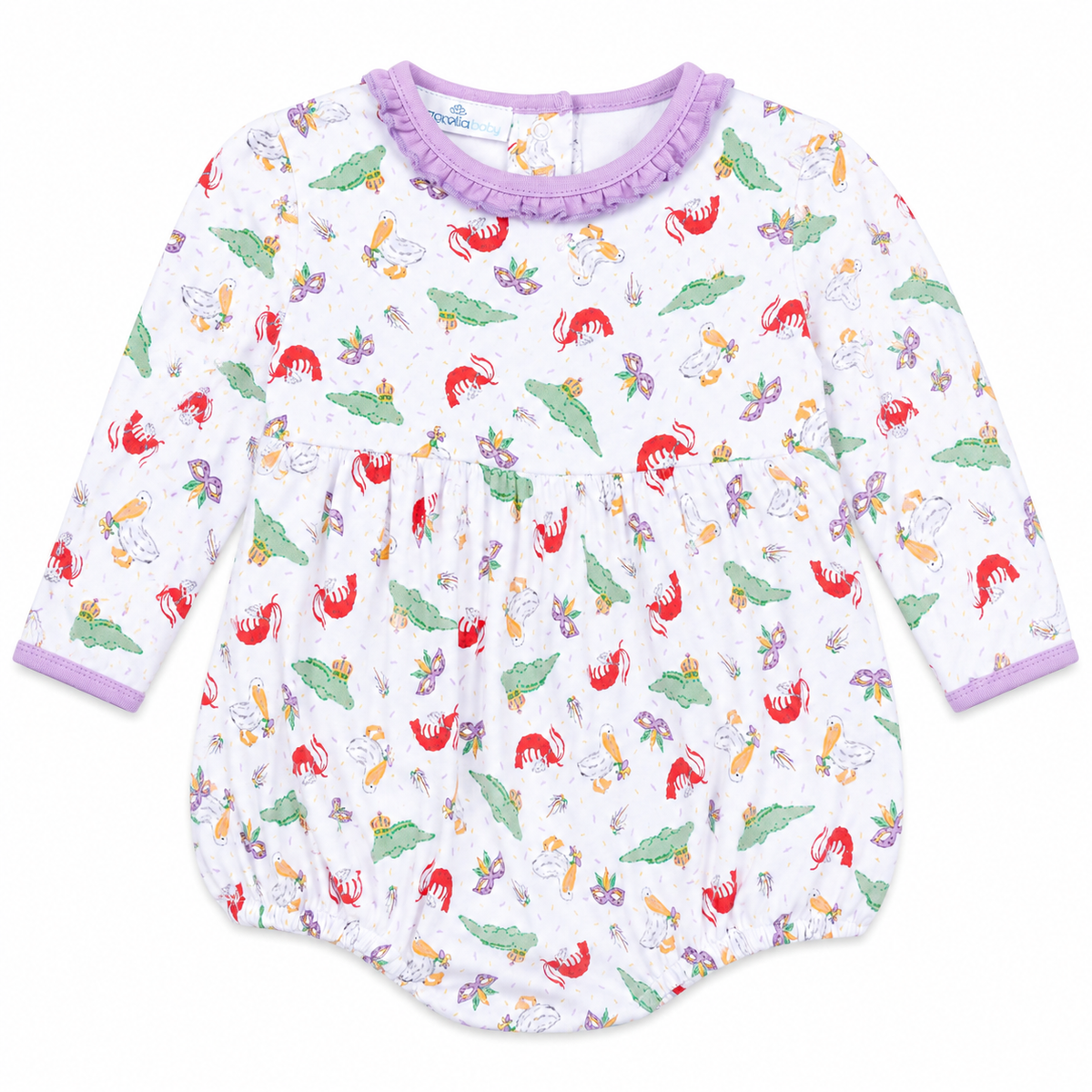 Bayou Pals Print Ruffle Long Sleeve Bubble