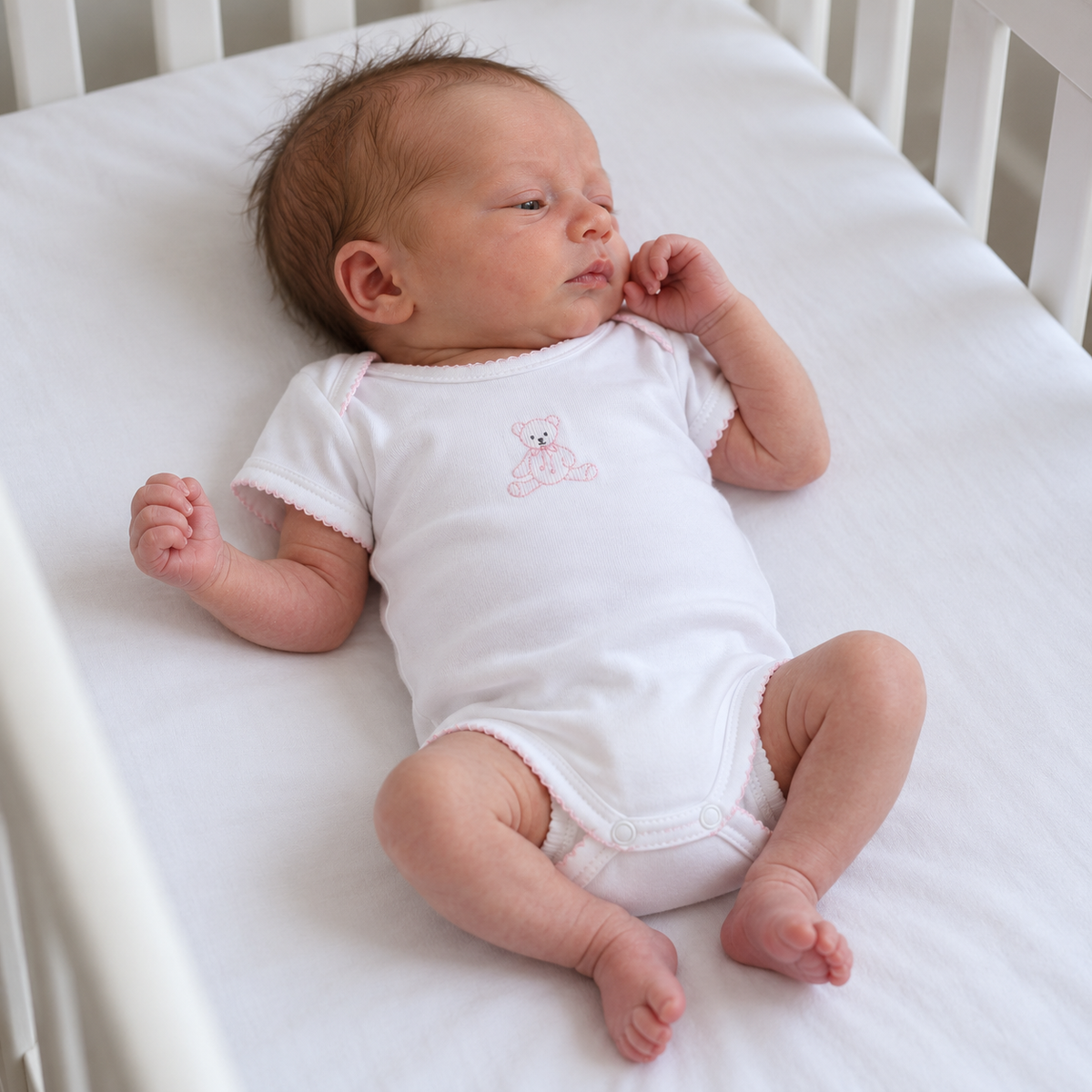 My Teddy Hand-Embroidered Bodysuit - Pink