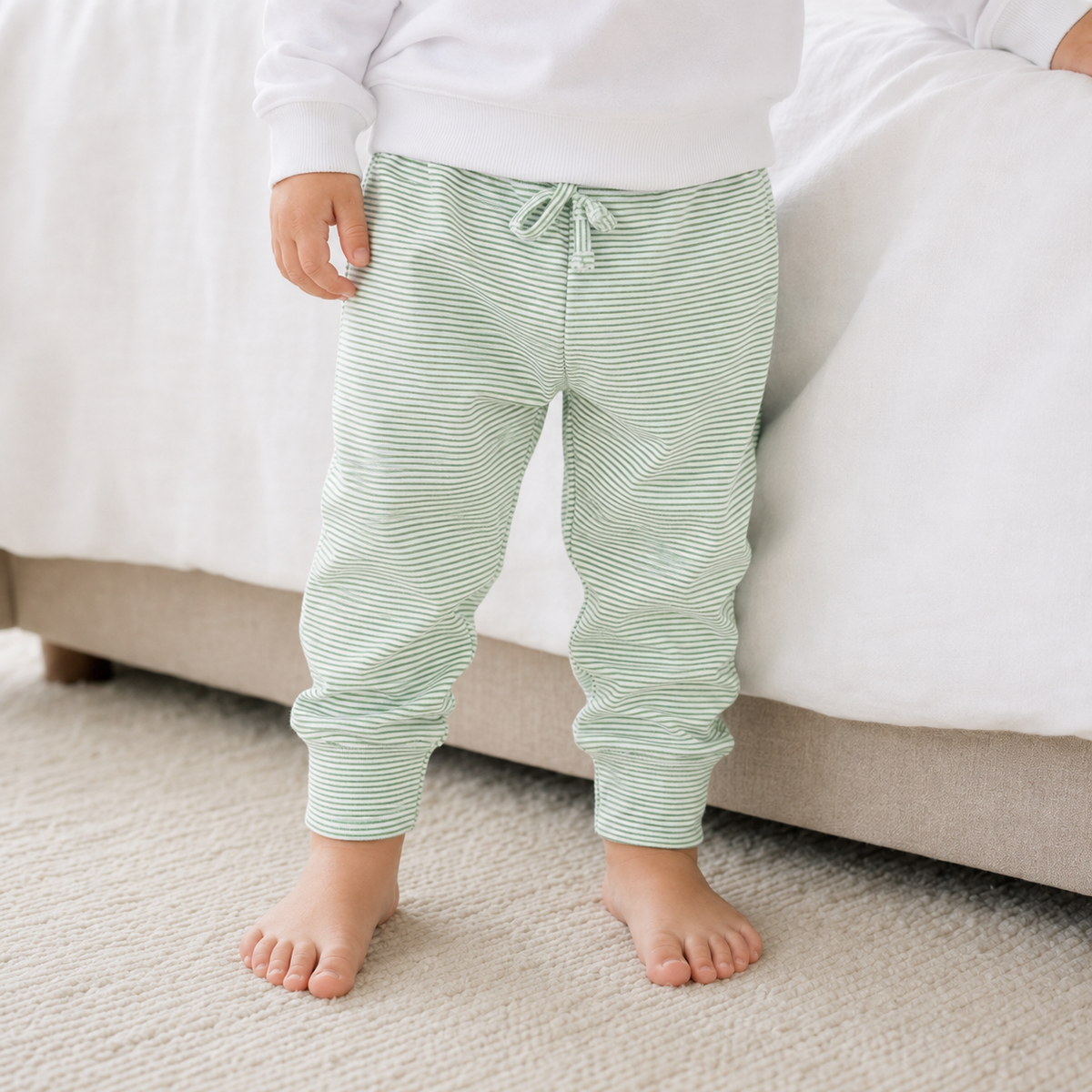 Joggers - Green & White Stripe