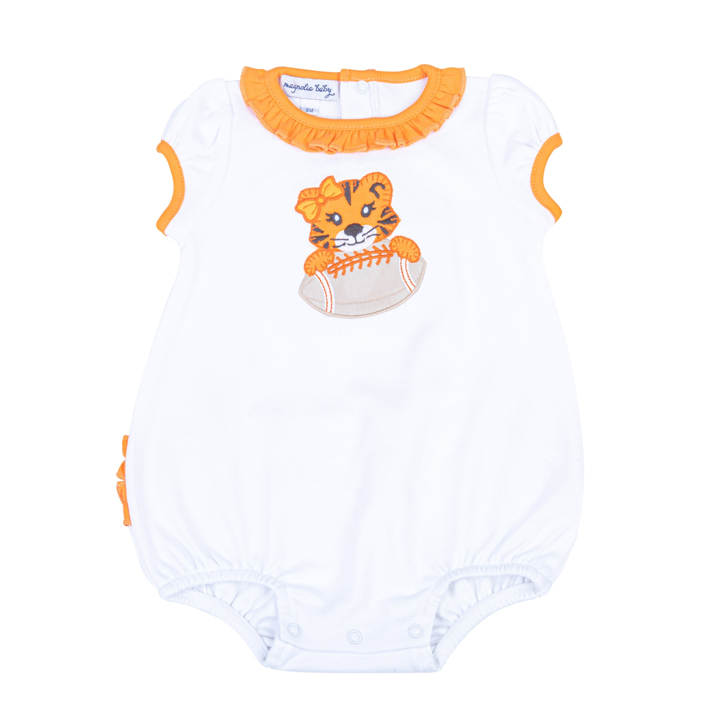 Tiger Pride Applique Ruffle Bubble - Orange