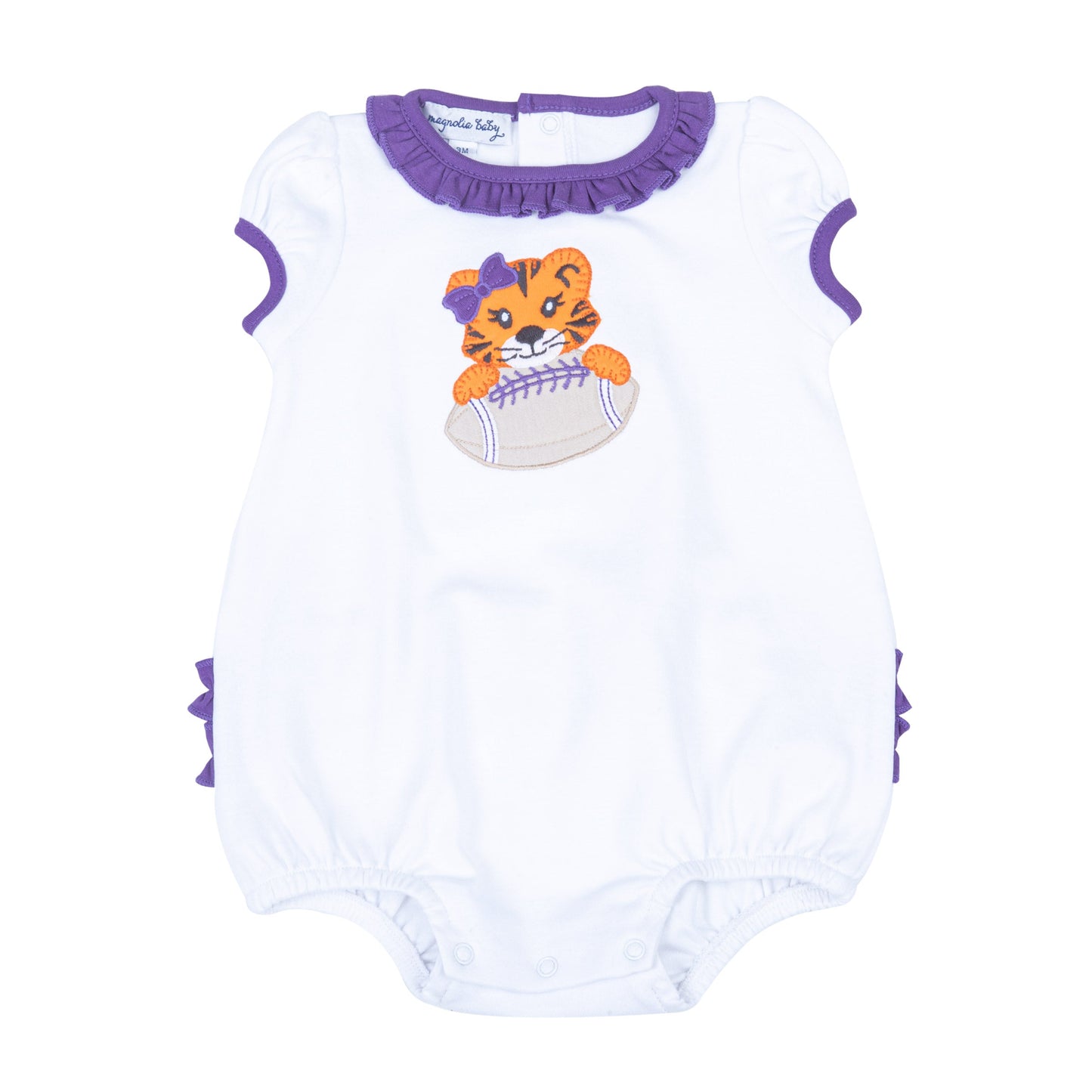 Tiger Pride Applique Ruffle Bubble - Purple