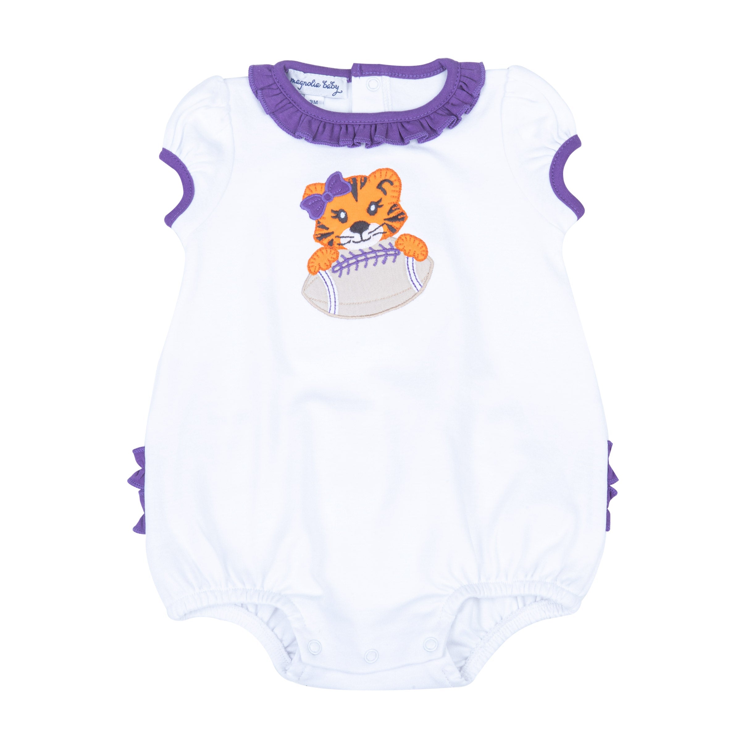 Tiger Pride Applique Ruffle Bubble - Purple