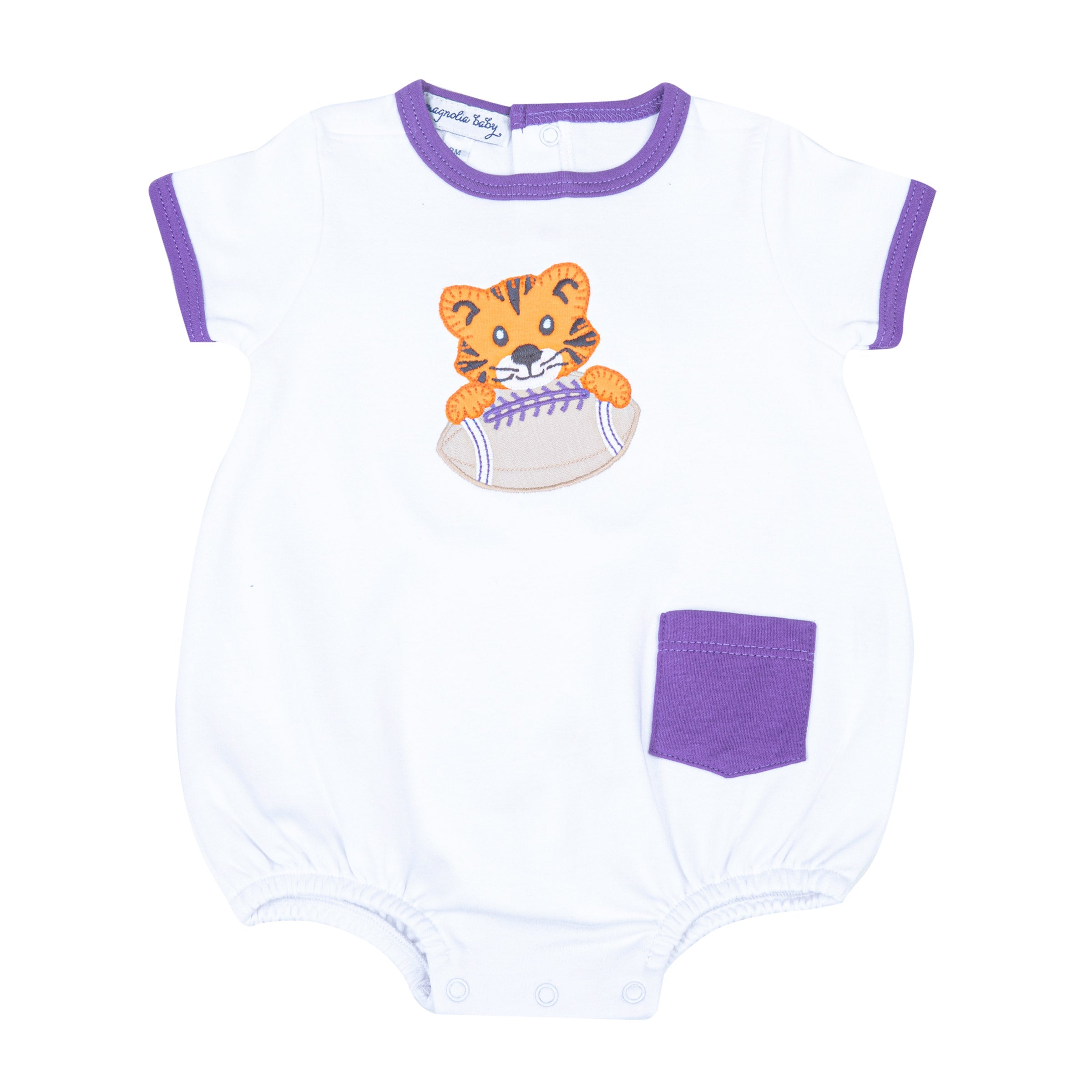 Tiger Pride Applique Boy Bubble - Purple