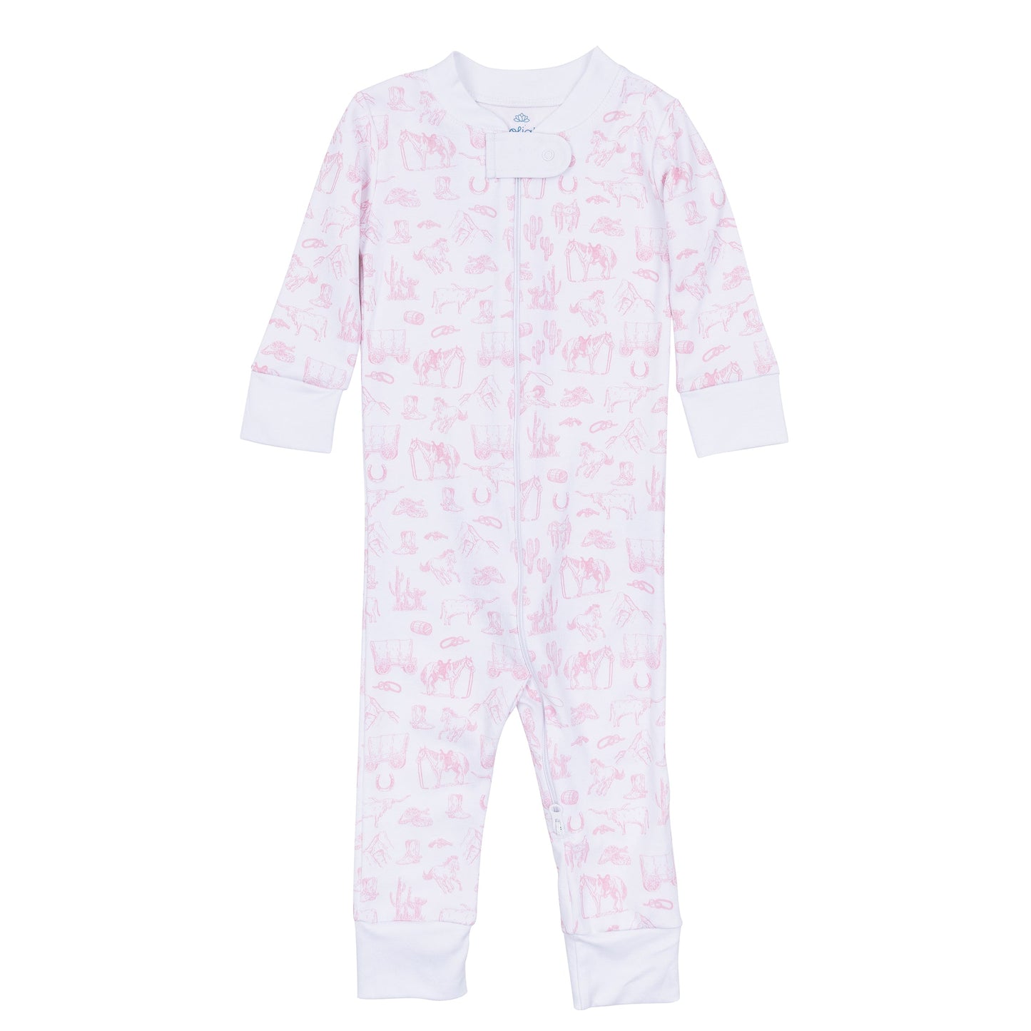 Wild West Toile Zip Pajamas - Pink - Magnolia Baby Girl