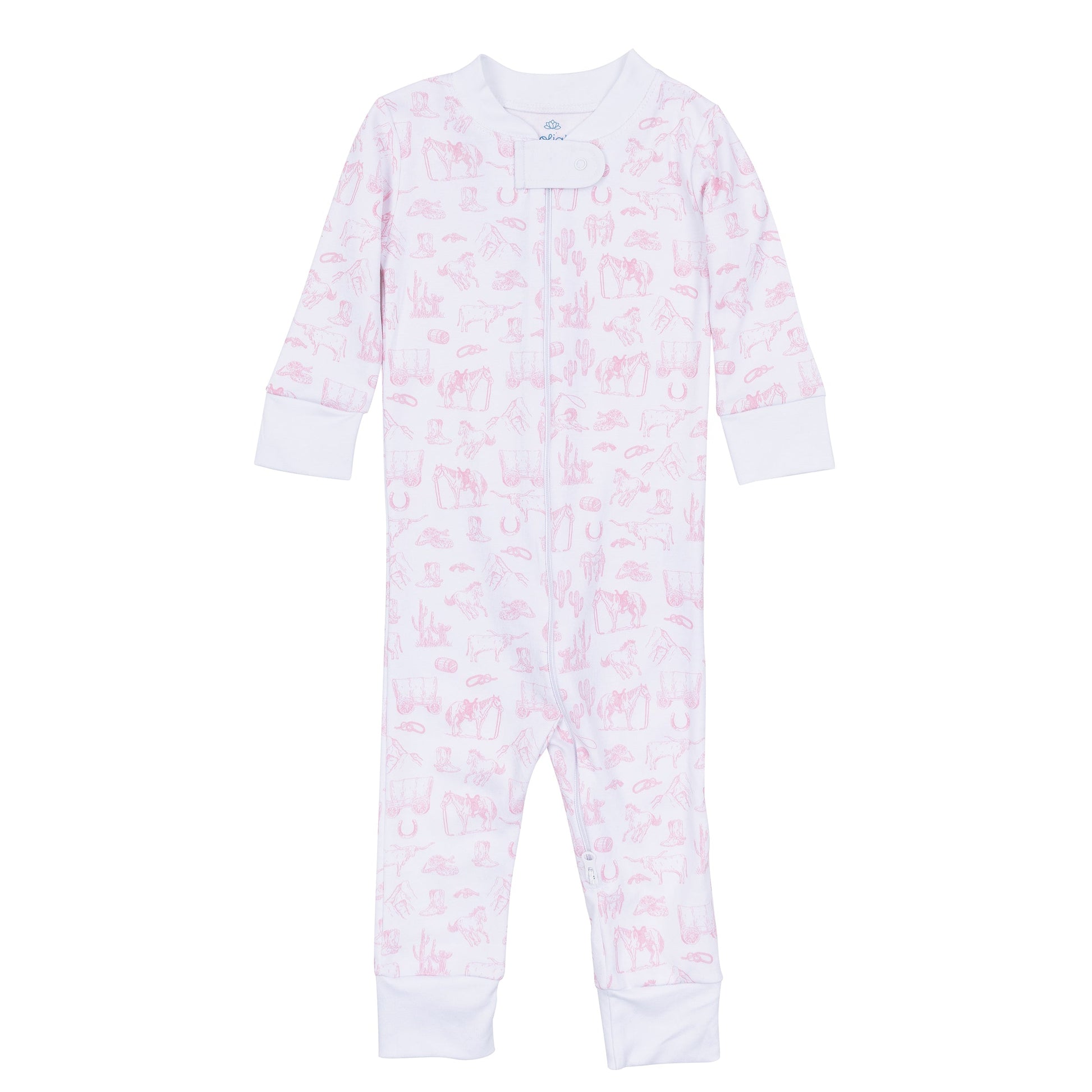 Wild West Toile Zip Pajamas - Pink - Magnolia Baby Girl
