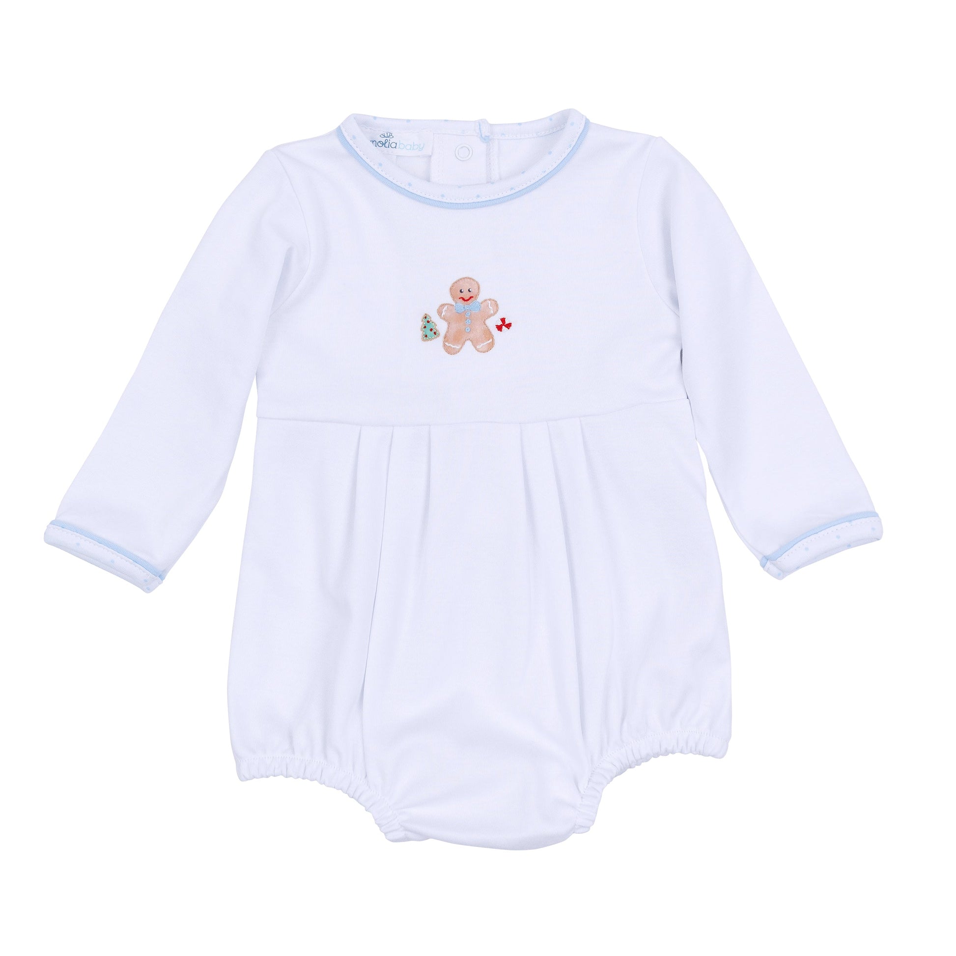 Frosted Wonderland Embroidered Long Sleeve Bubble - Light Blue - Magnolia Baby Boy