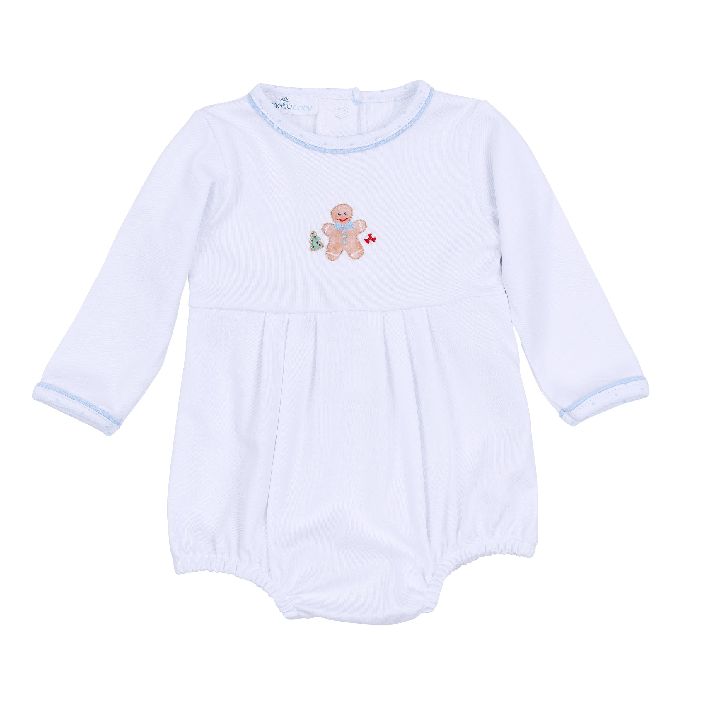 Frosted Wonderland Embroidered Long Sleeve Bubble - Light Blue - Magnolia Baby Boy