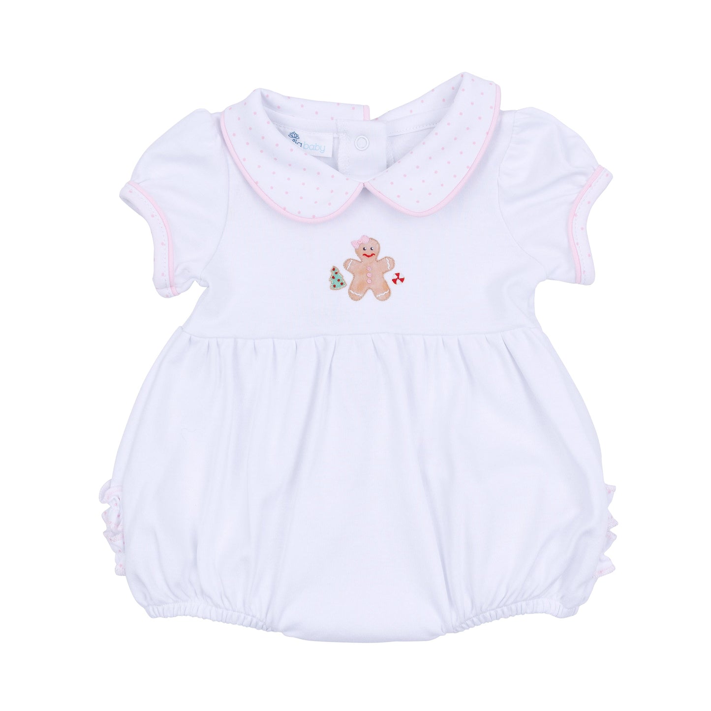 Frosted Wonderland Collared Ruffle Short Sleeve Bubble - Pink - Magnolia Baby Girl