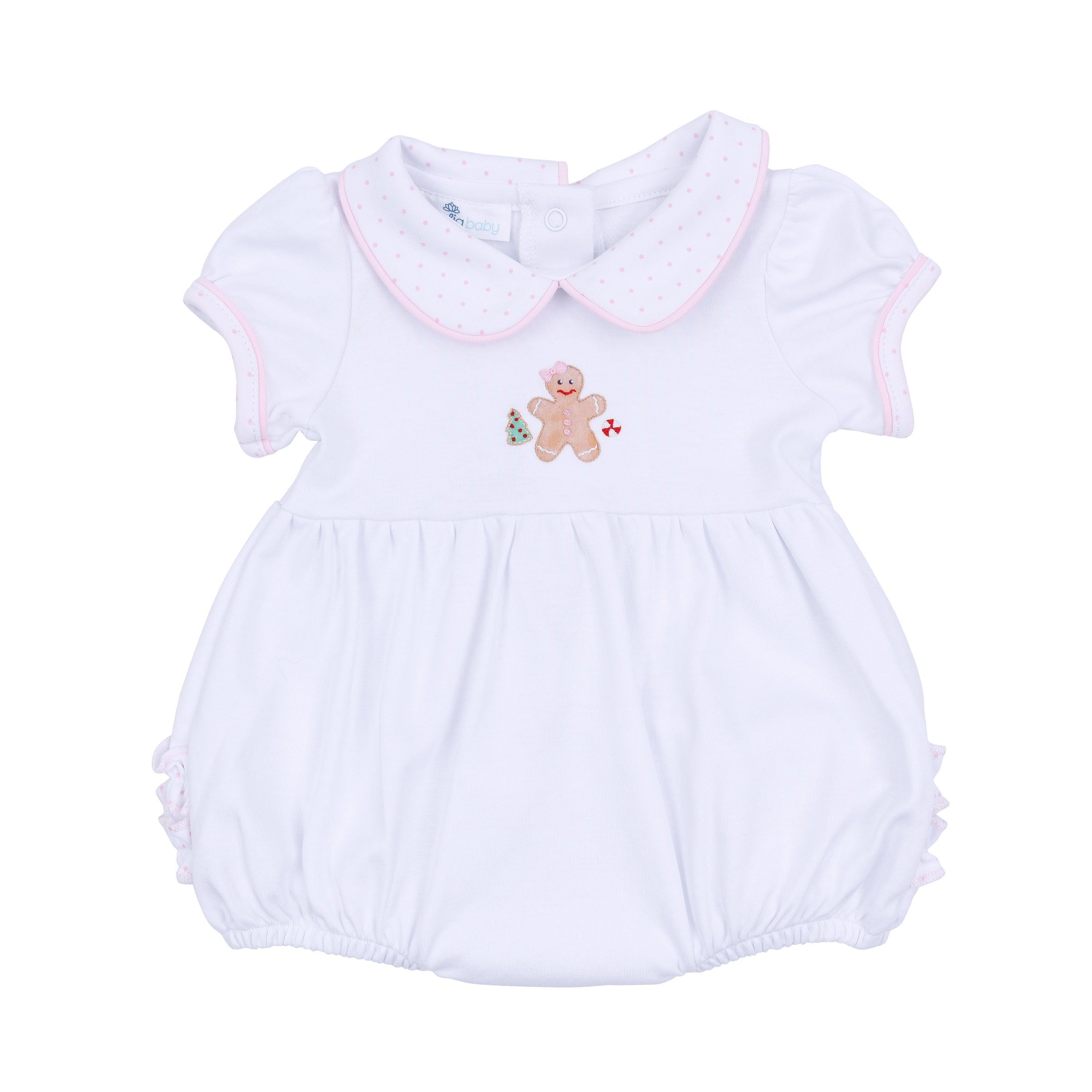 Frosted Wonderland Collared Ruffle Short Sleeve Bubble - Pink - Magnolia Baby Girl