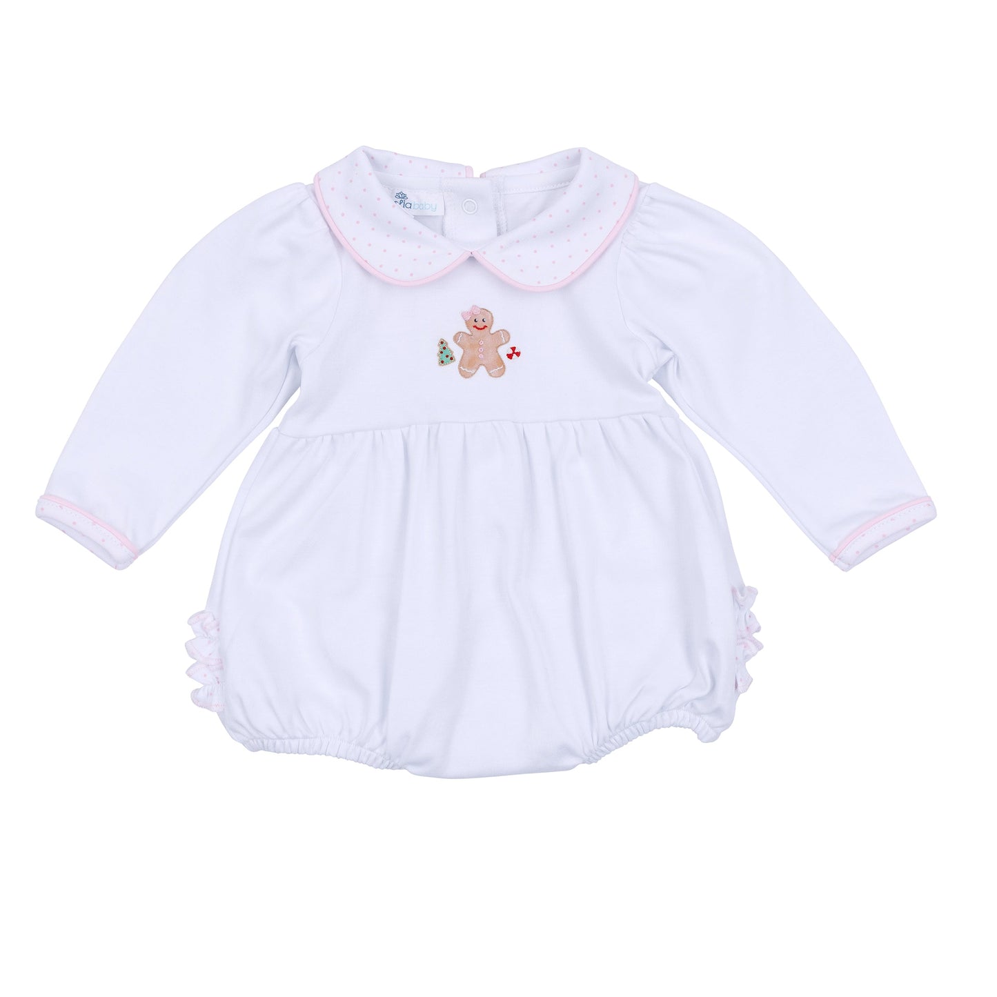 Frosted Wonderland Collared Ruffle Long Sleeve Bubble - Pink - Magnolia Baby Girl