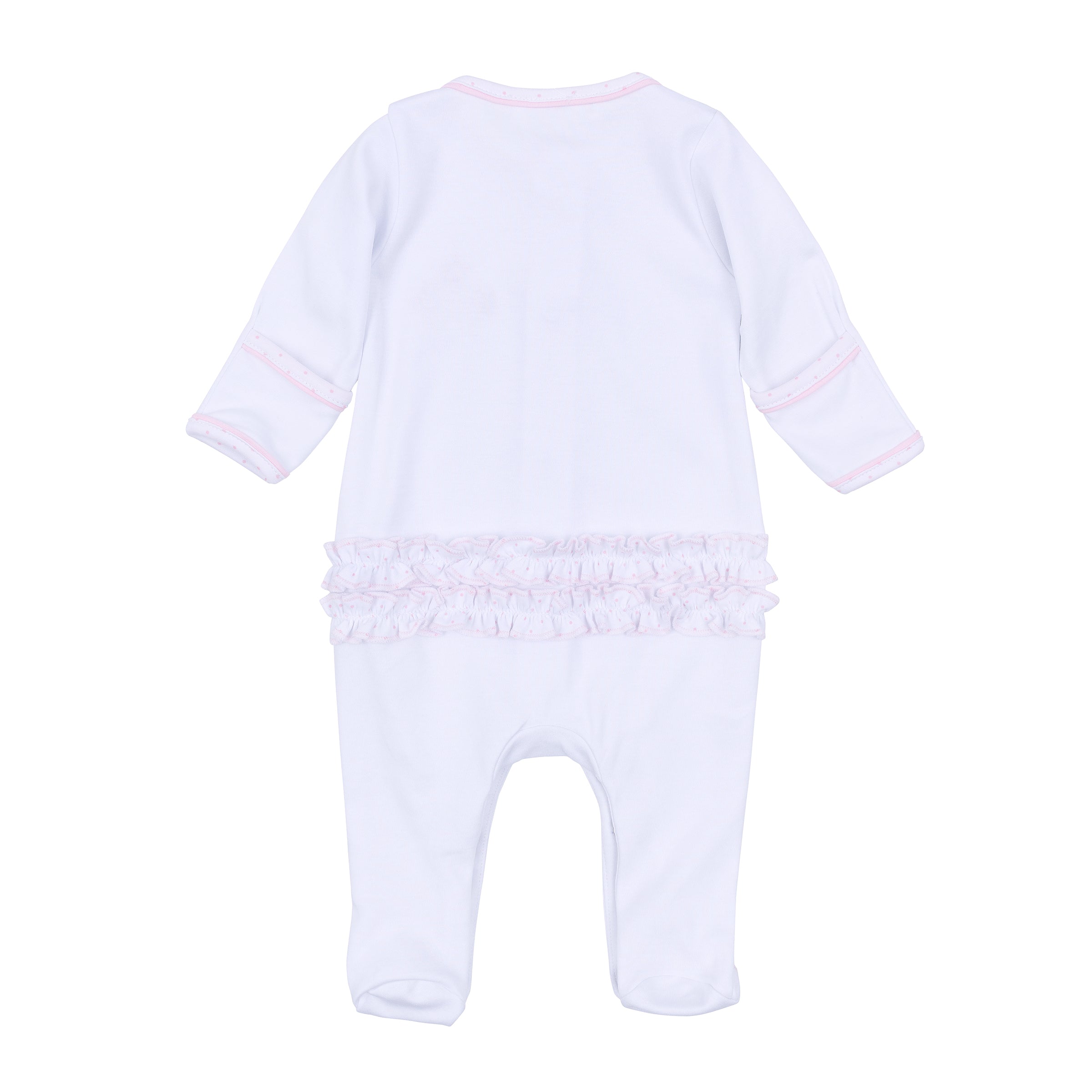 Frosted Wonderland Embroidered Ruffle Footie - Pink - Magnolia Baby Girl
