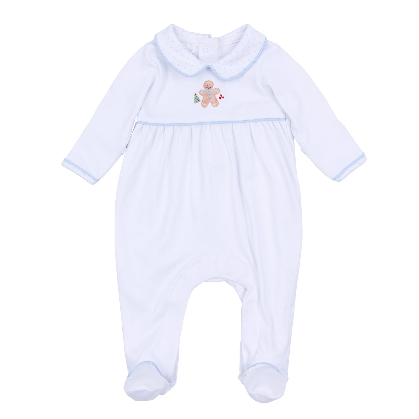 Frosted Wonderland Collared Footie - Light Blue - Magnolia Baby Boy